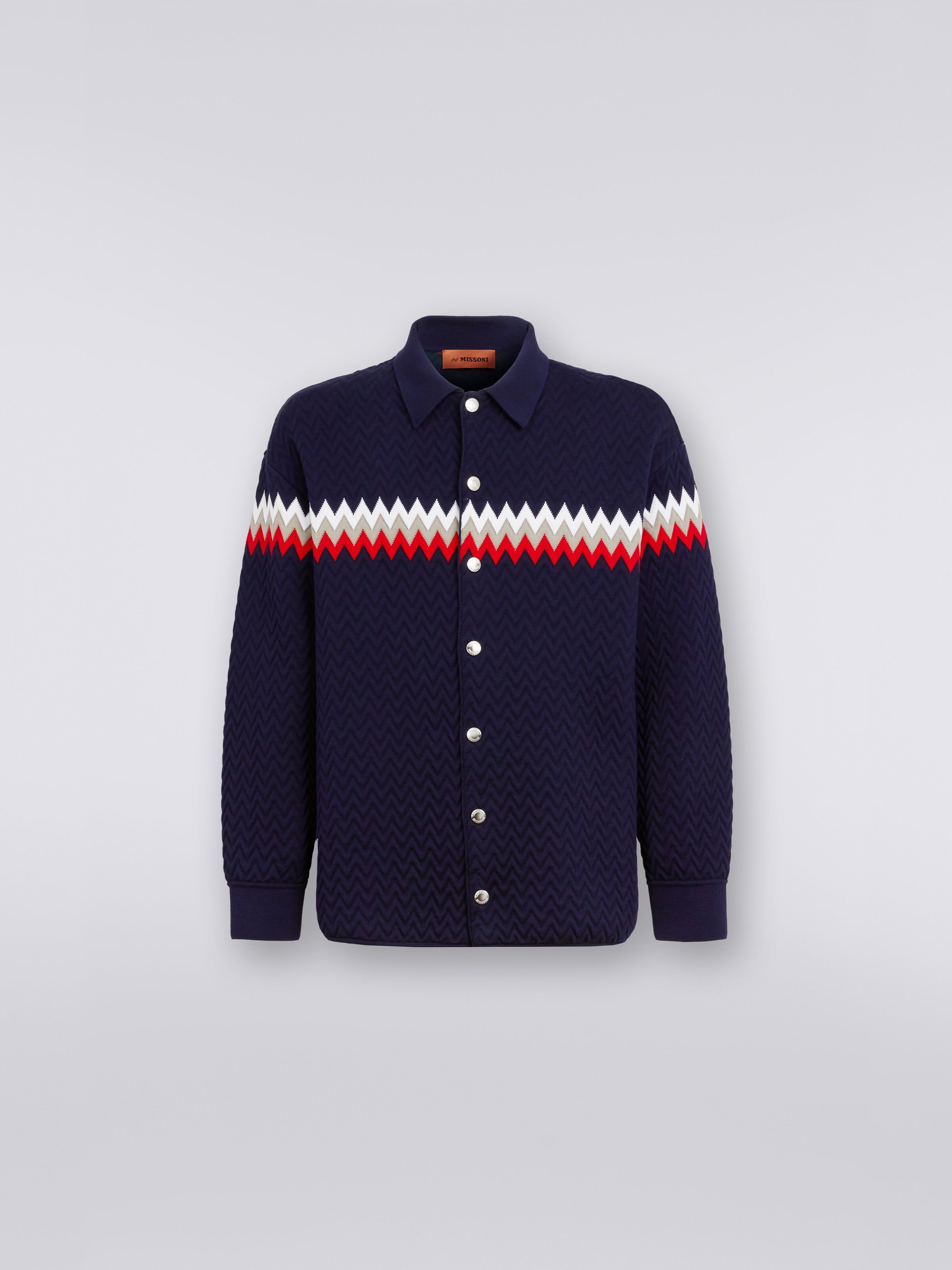 Nylon-blend overshirt with zigzag stitching and contrasting details, Multicoloured - 0
