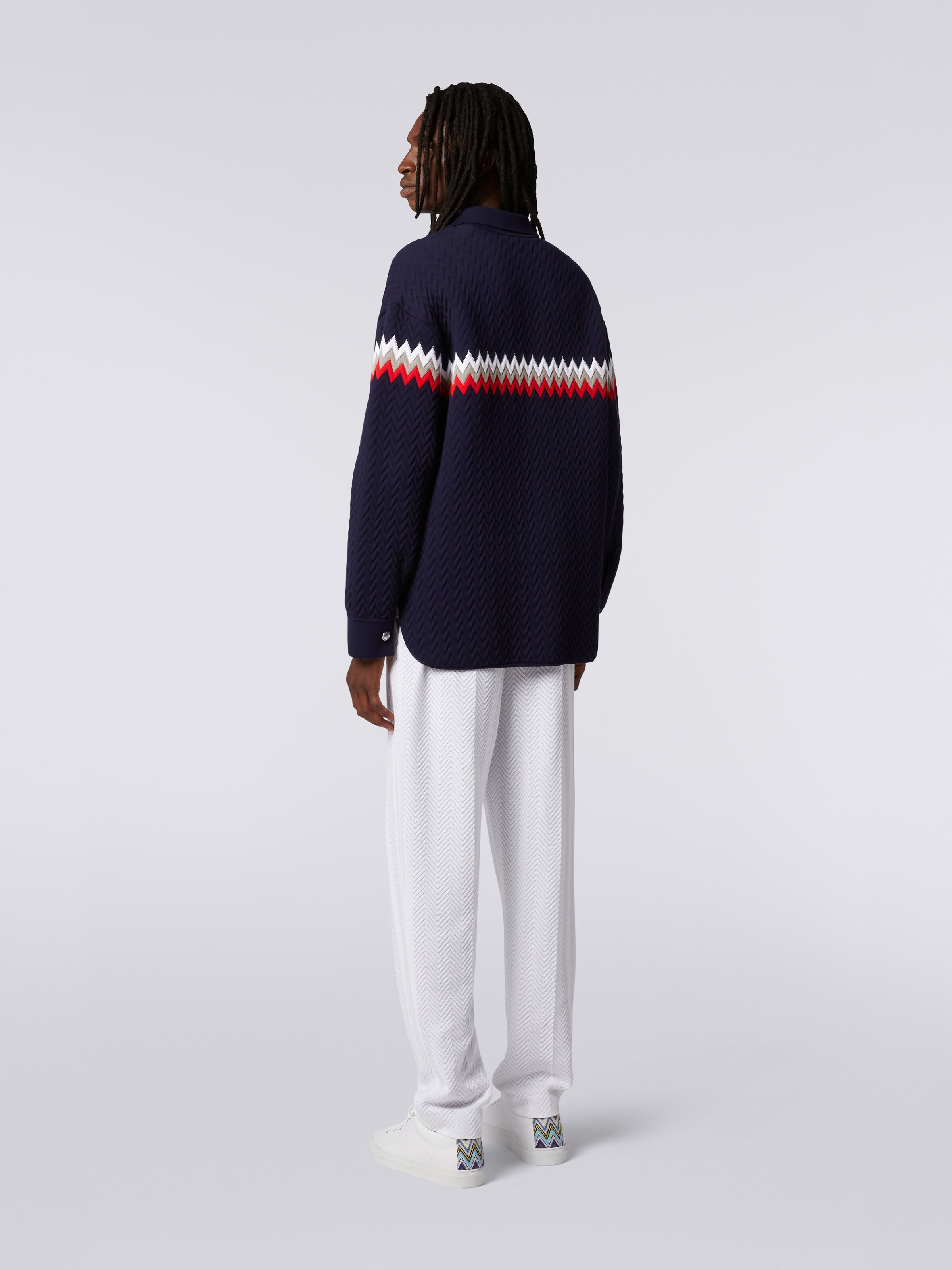 Nylon-blend overshirt with zigzag stitching and contrasting details, Multicoloured - 3