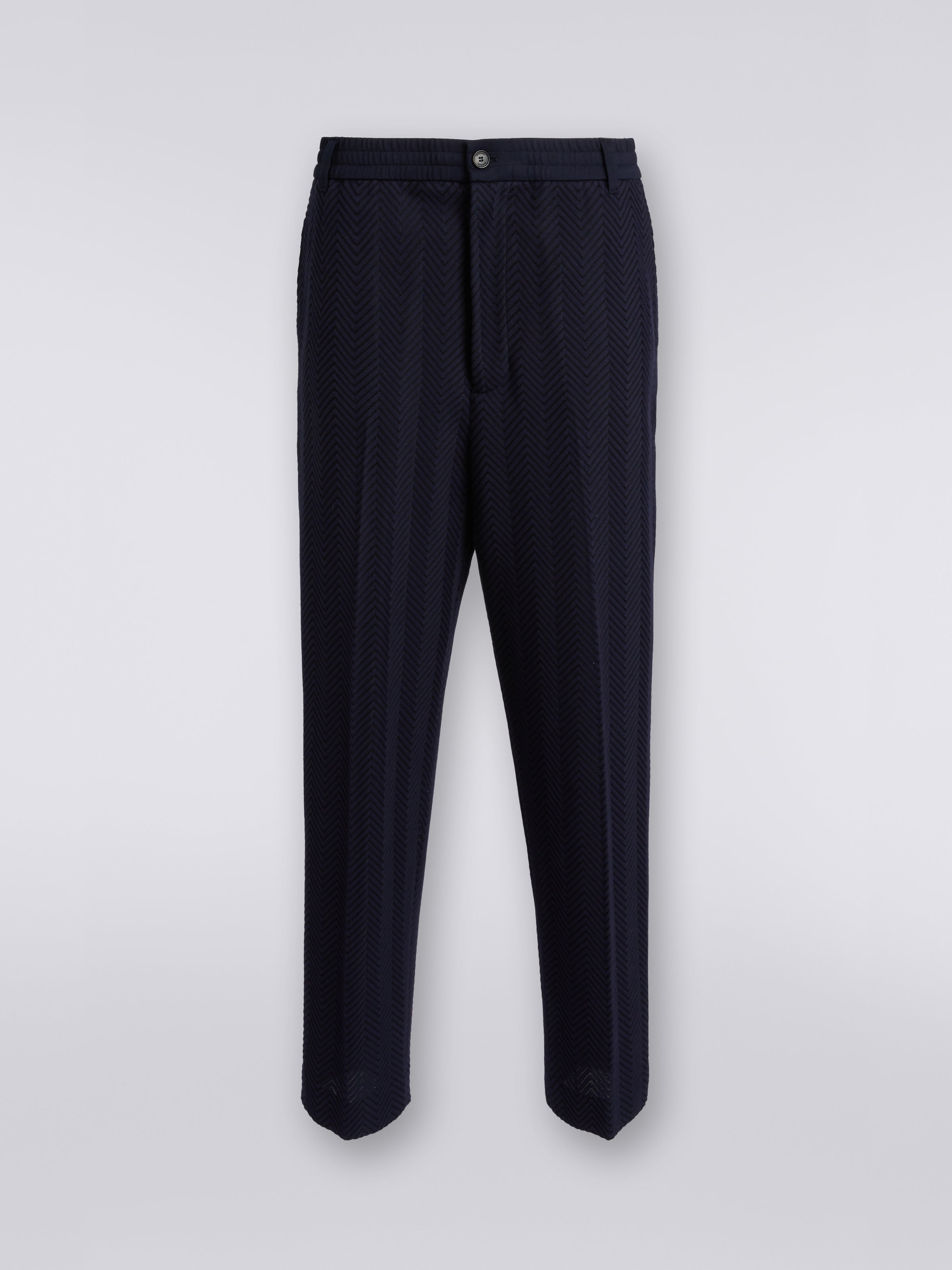 Classic plain cotton and viscose chevron trousers, Pink   - 0