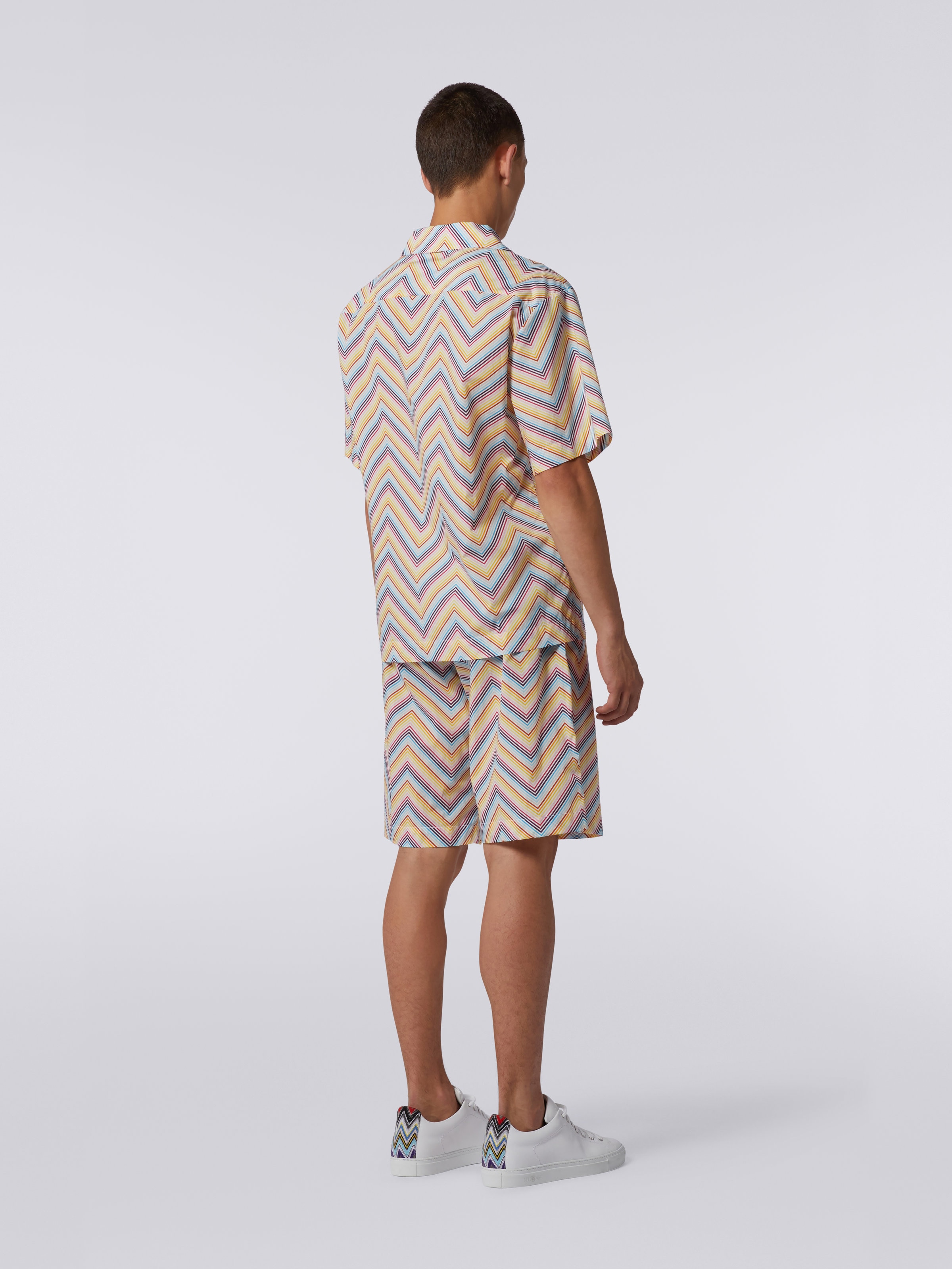 Cotton Bermuda shorts with zigzag print, Multicoloured - 3