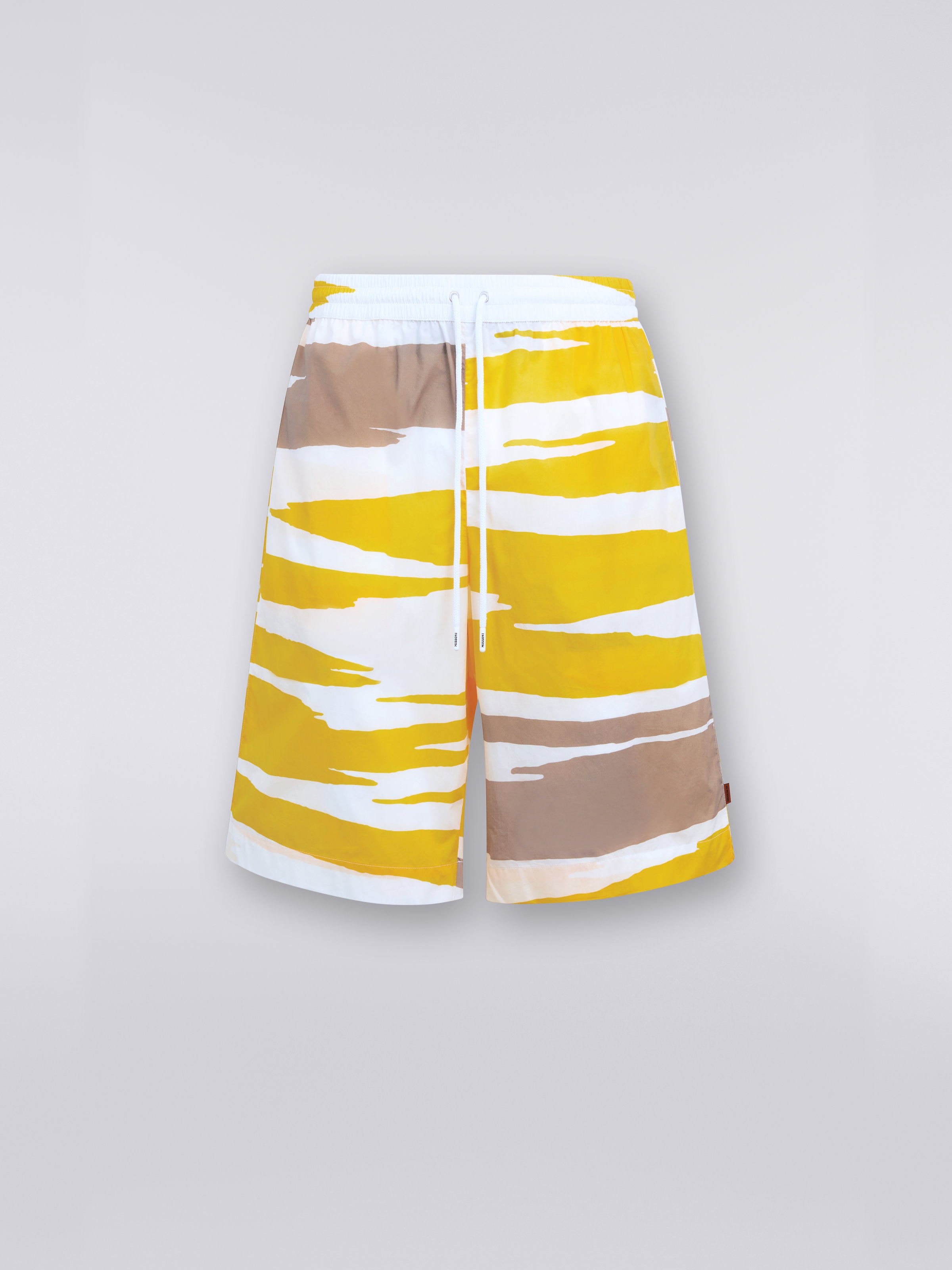 Cotton Bermuda shorts with slub print, Multicoloured - 0