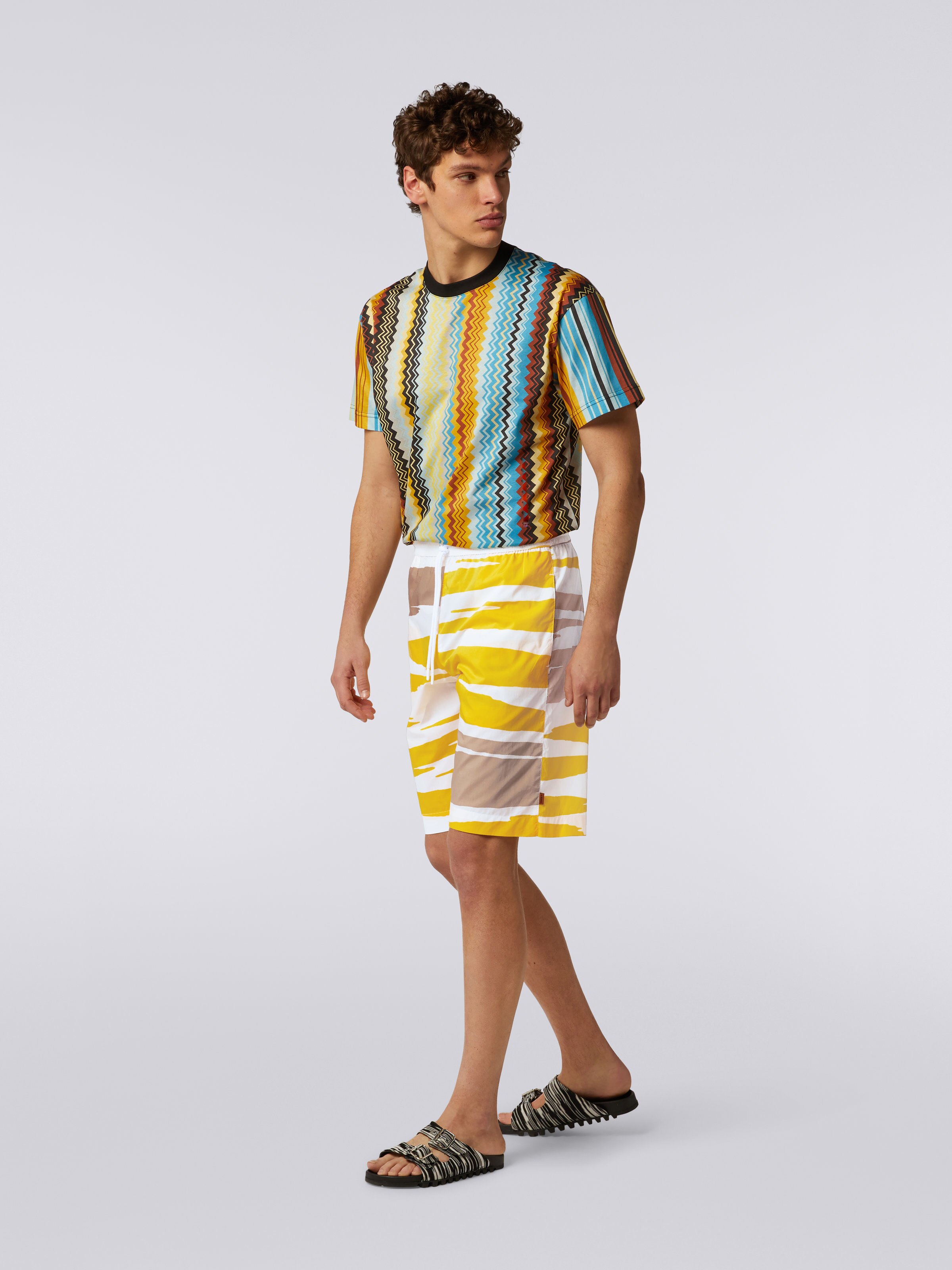 Cotton Bermuda shorts with slub print, Multicoloured - 2