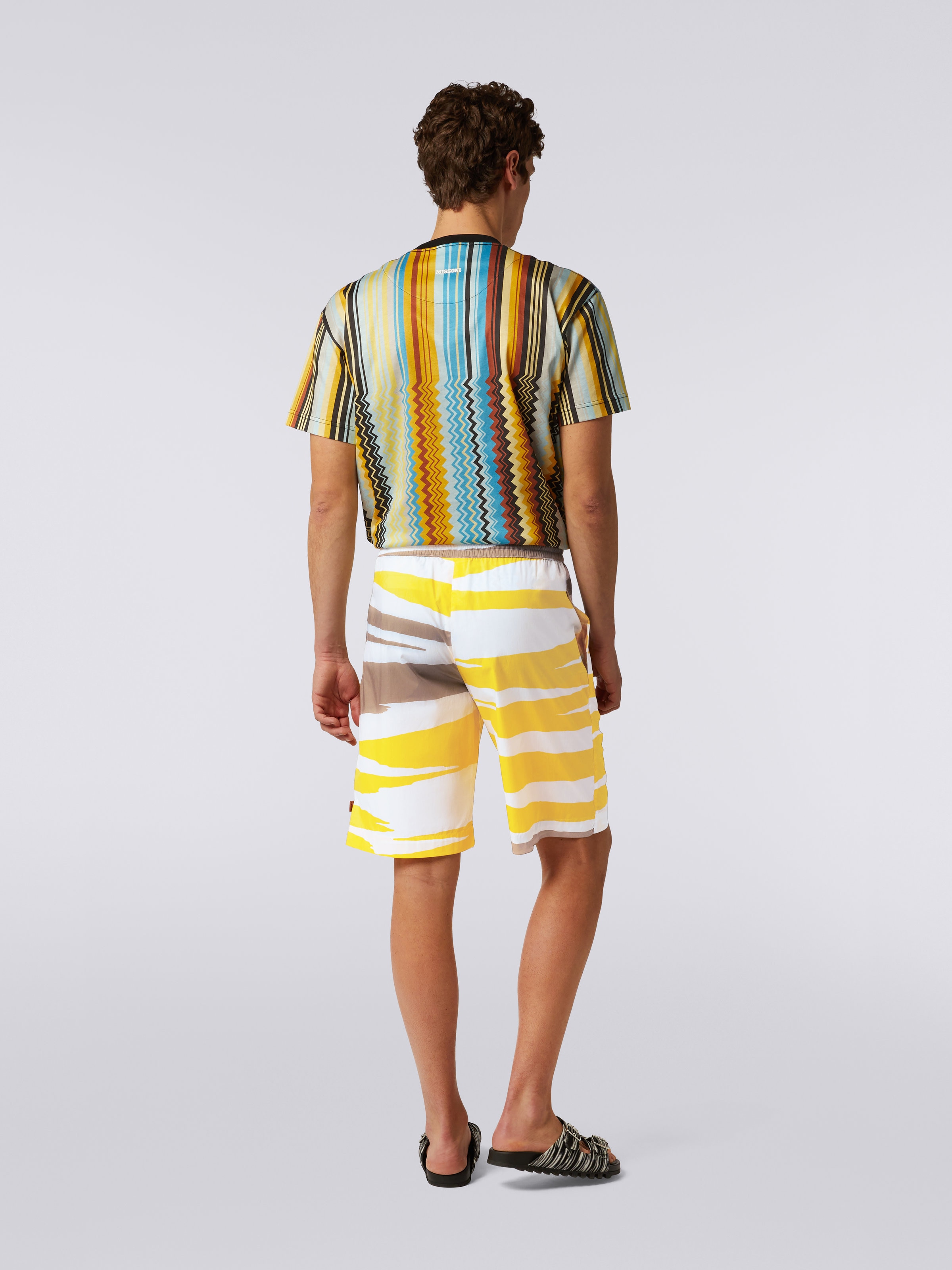 Cotton Bermuda shorts with slub print, Multicoloured - 3