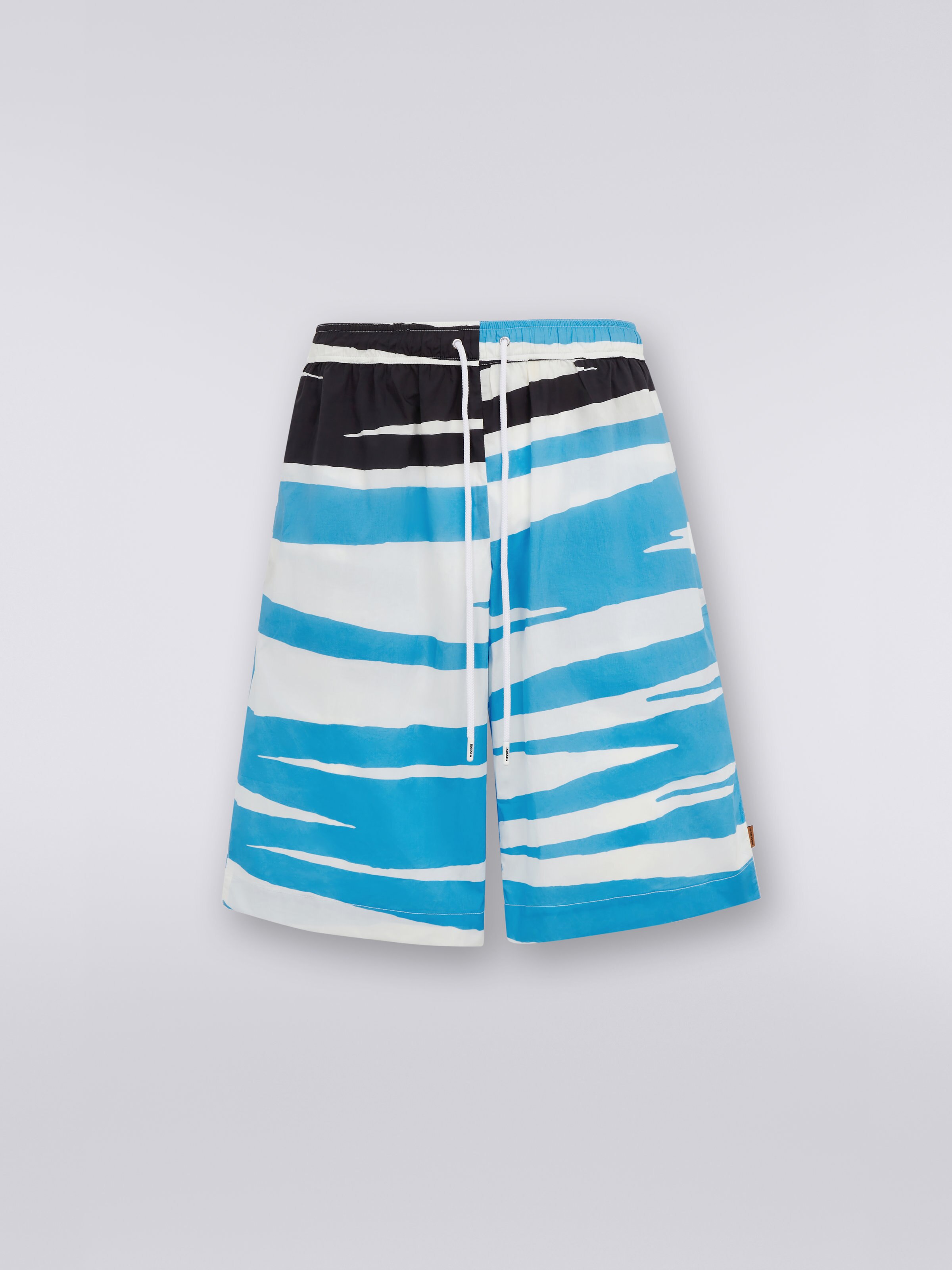 Cotton Bermuda shorts with slub print, Multicoloured - 0