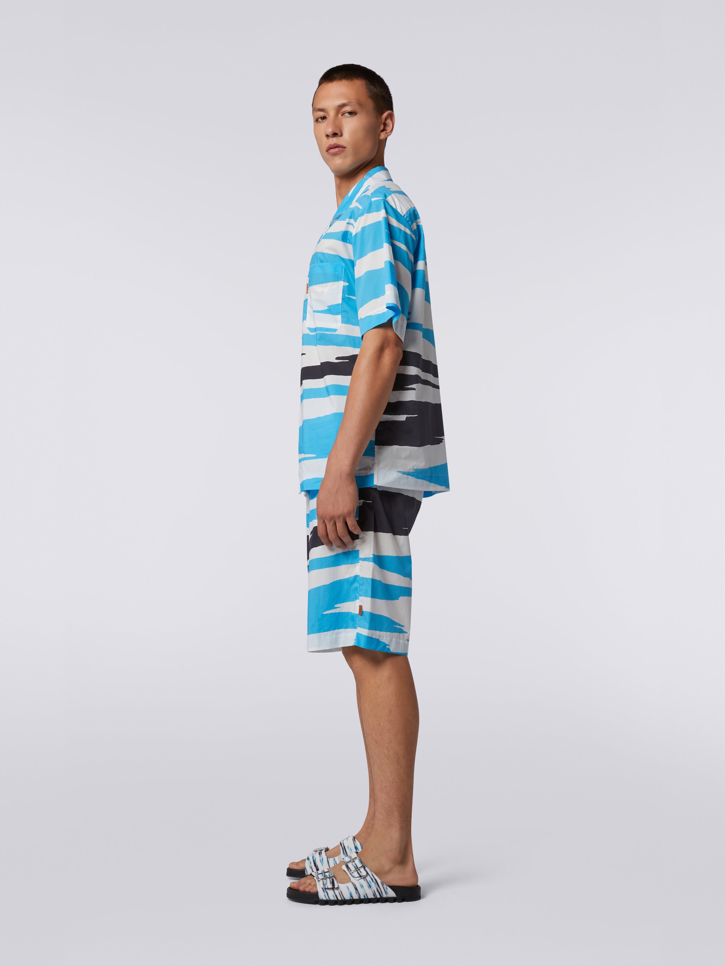 Cotton Bermuda shorts with slub print, Multicoloured - 2