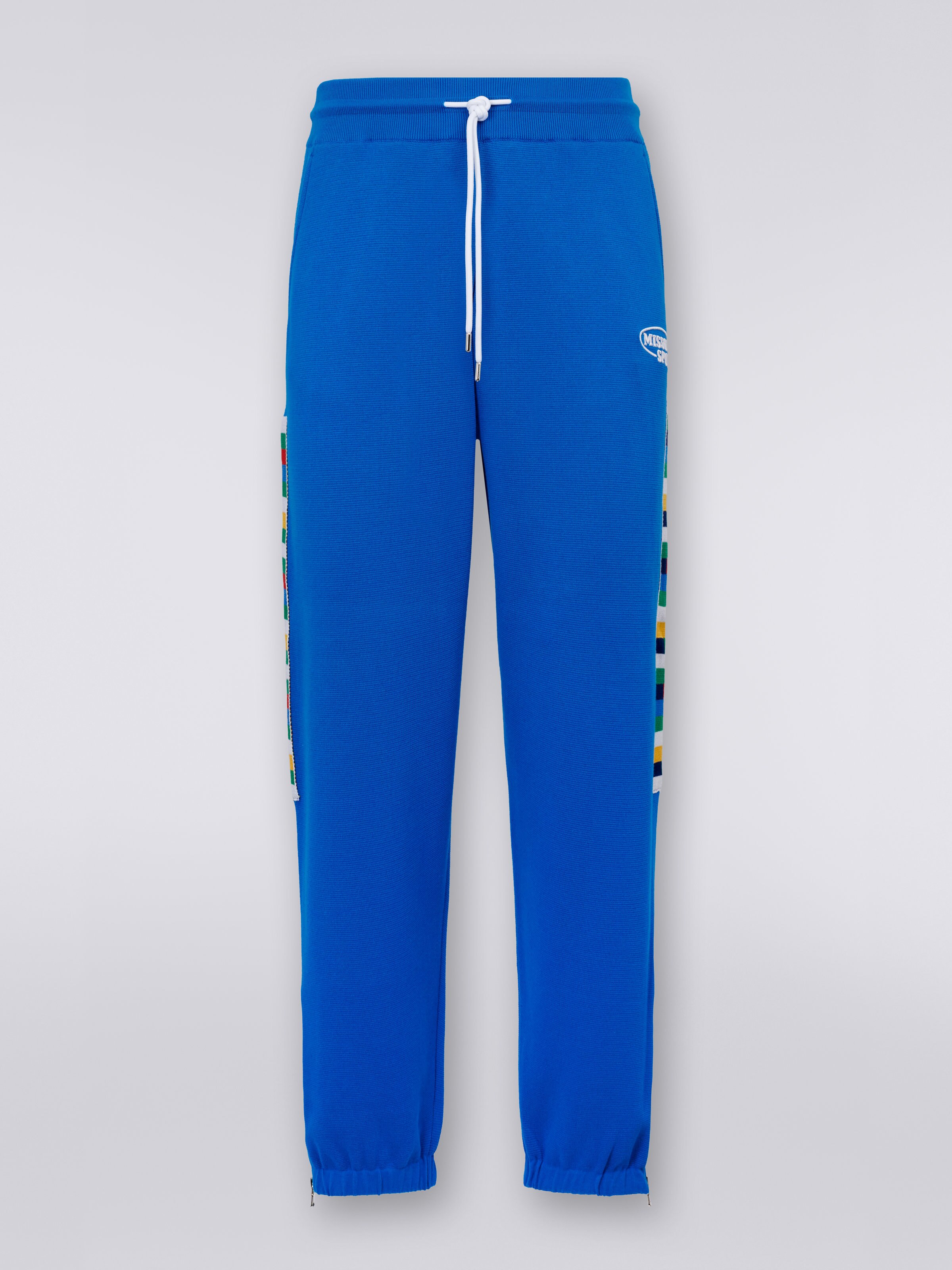 Cotton jogging bottoms with logo, Blue - 0