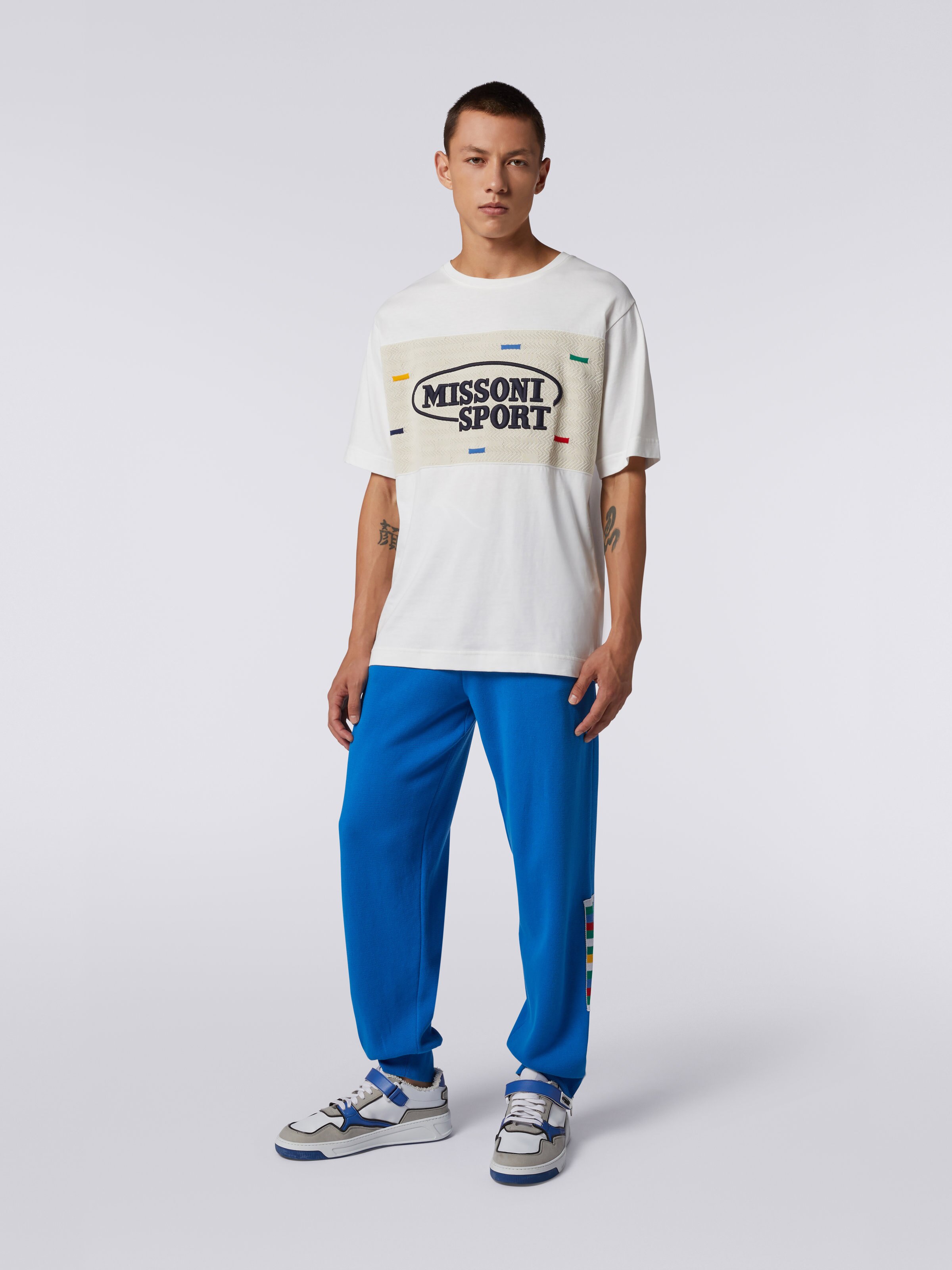 Pantalón jogger en algodón con logotipo, Azul Oscuro - 1