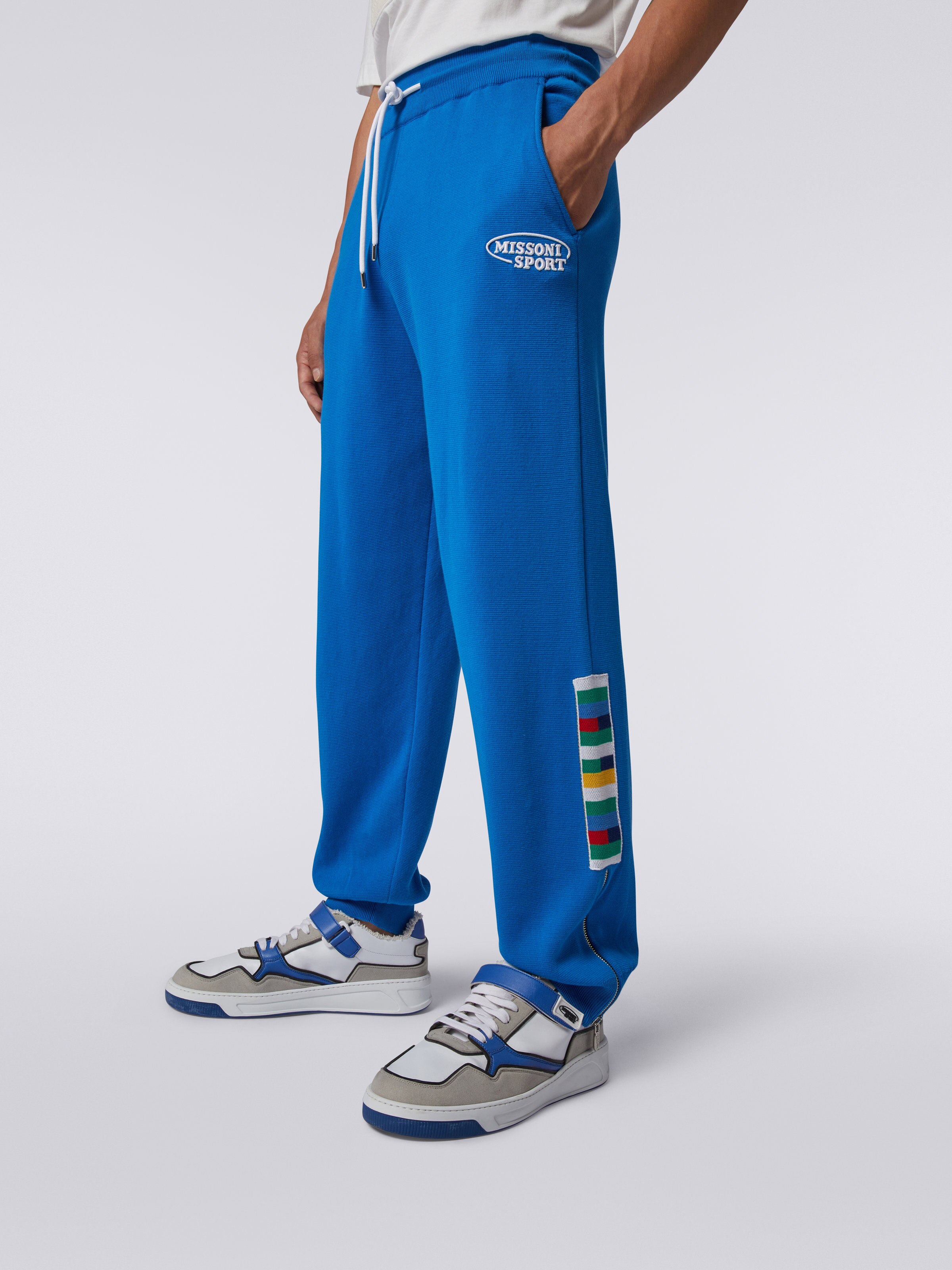 Cotton jogging bottoms with logo Blue Missoni