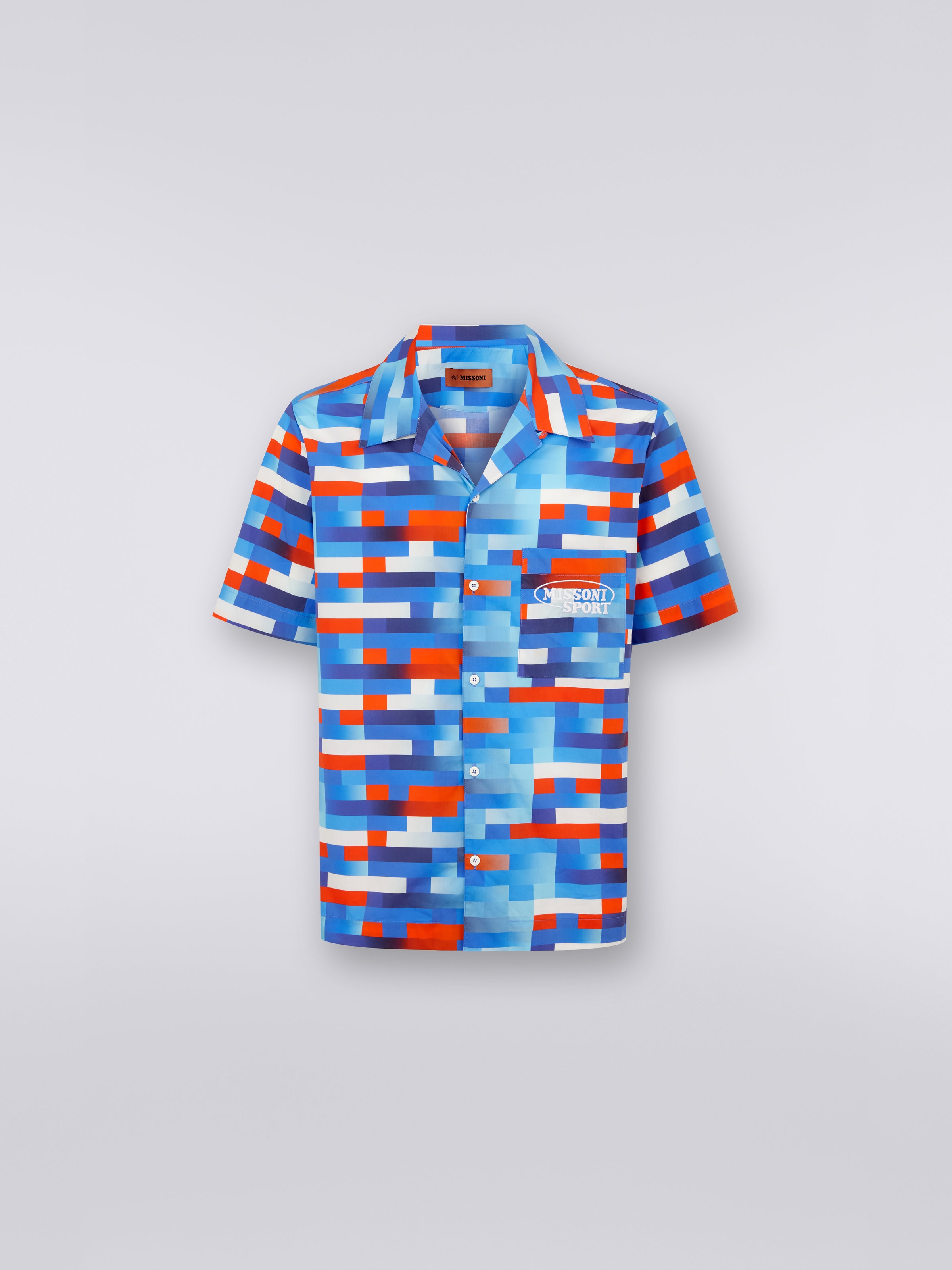 Chemise style bowling en coton à manches courtes, Multicolore  - 0