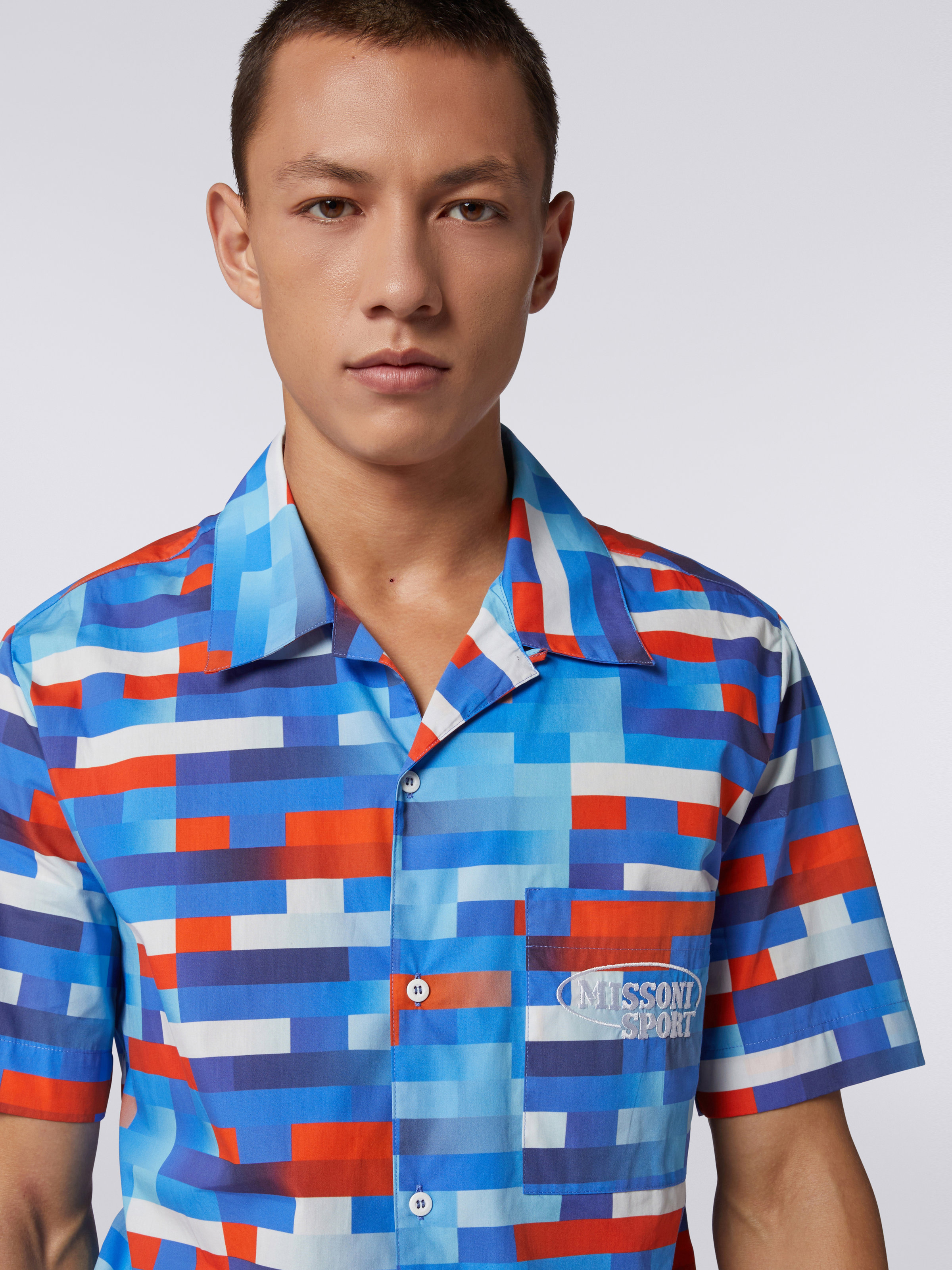 Chemise style bowling en coton à manches courtes, Multicolore  - 4