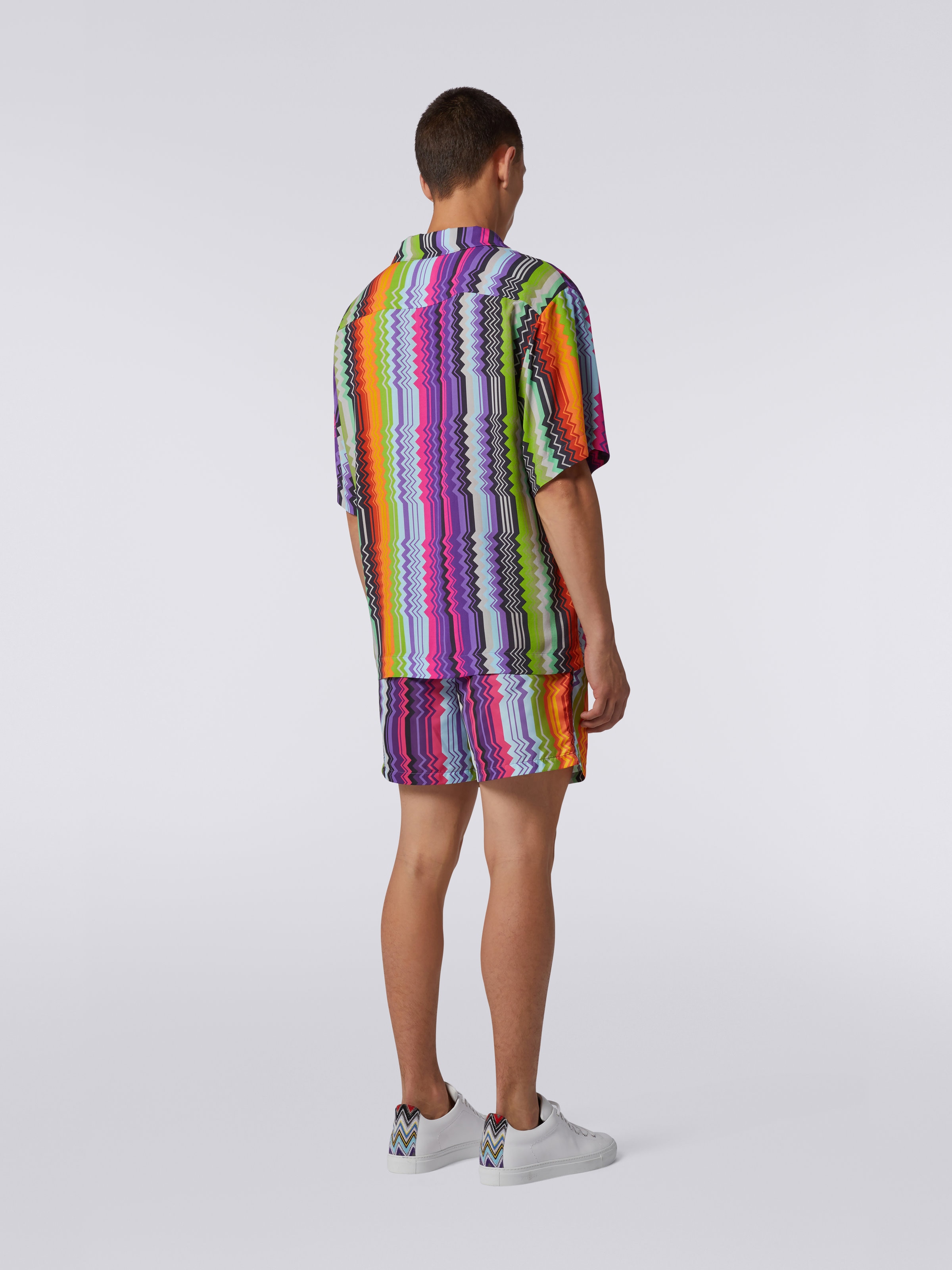 Camicia modello bowling in viscosa, Multicolore  - 3