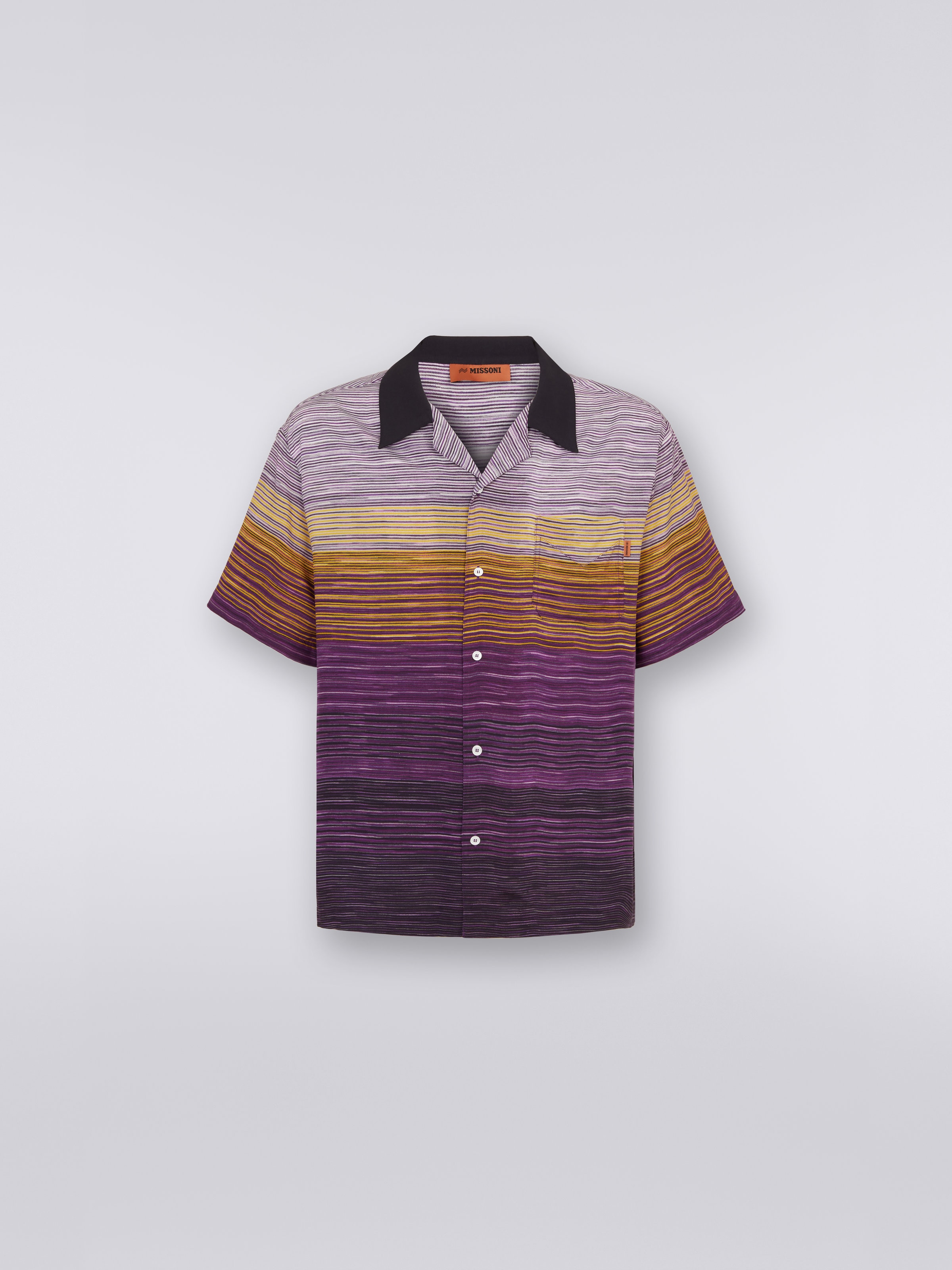 Short-sleeved cotton bowling shirt, Multicoloured - 0