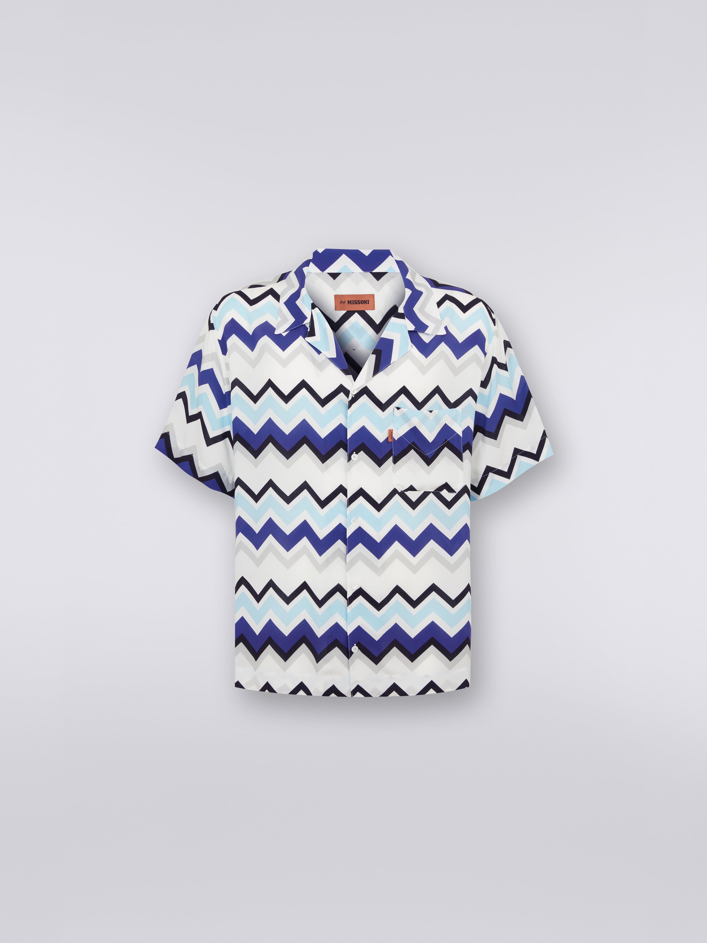 Short-sleeved viscose bowling shirt, Multicoloured  - 0
