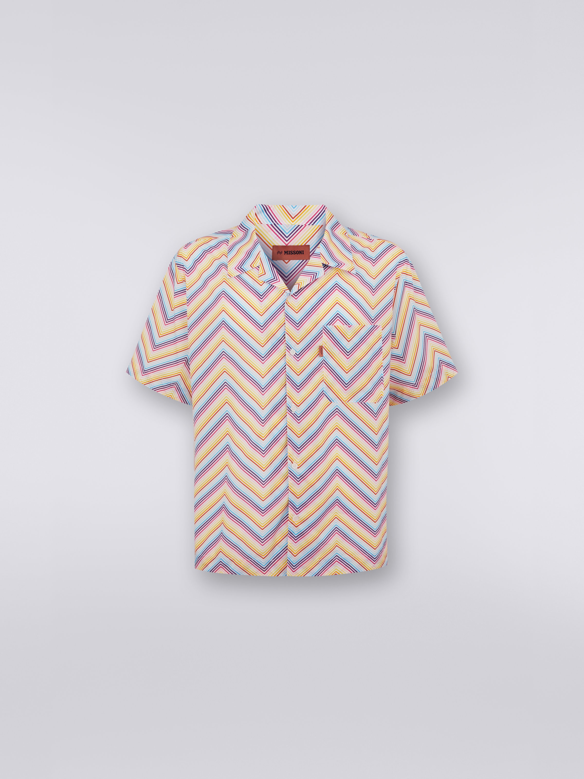 Short-sleeved cotton bowling shirt, Multicoloured  - 0