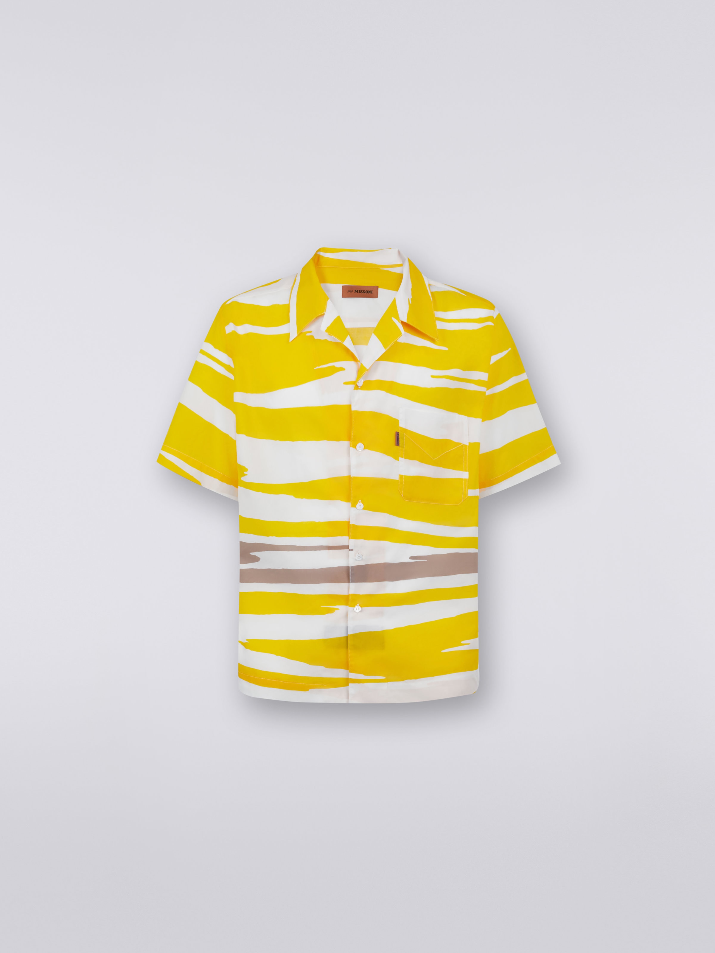 Kurzärmeliges Baumwollhemd im Bowling-Stil, Mehrfarbig  - 0