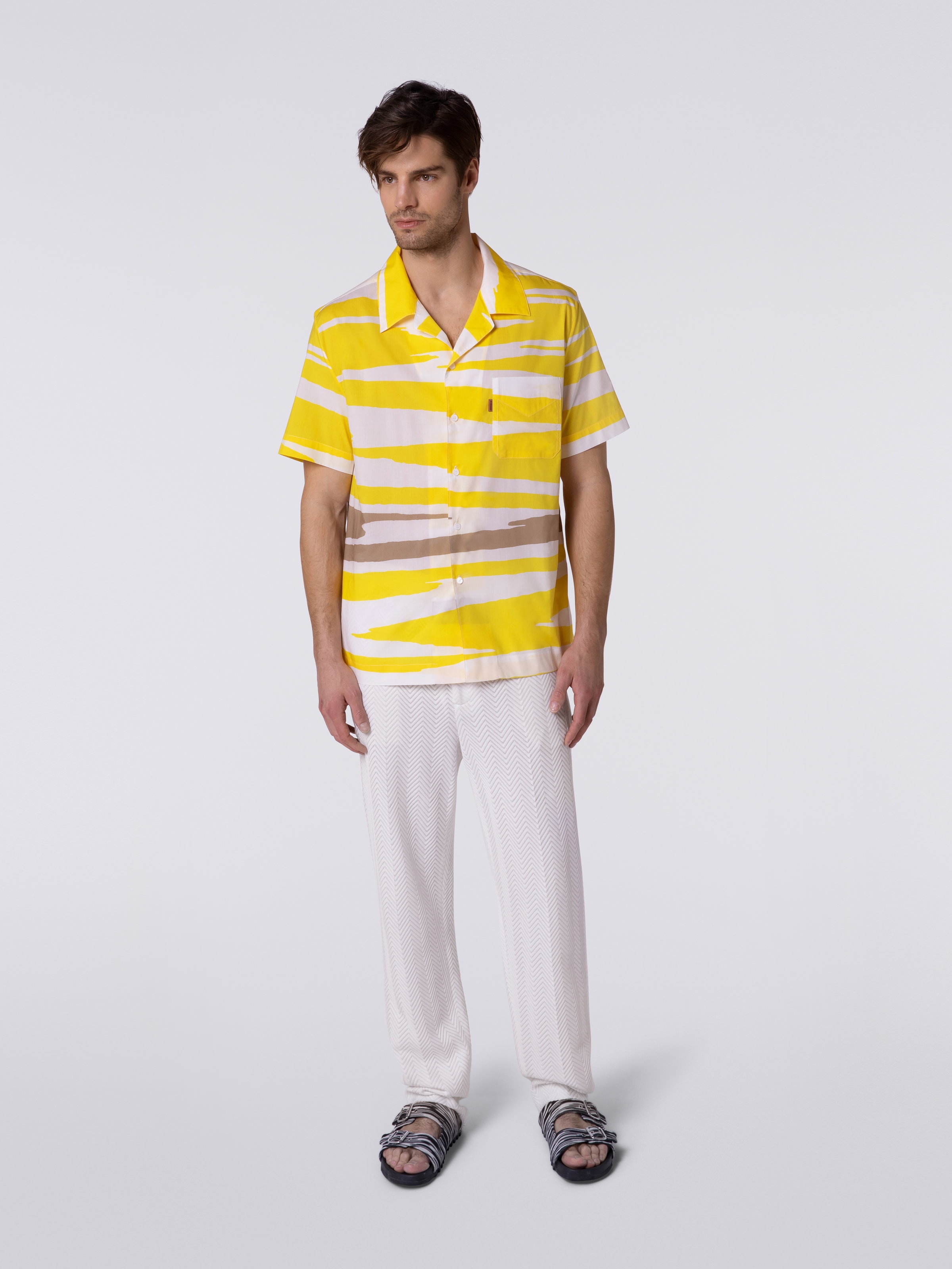 Kurzärmeliges Baumwollhemd im Bowling-Stil, Mehrfarbig  - 1