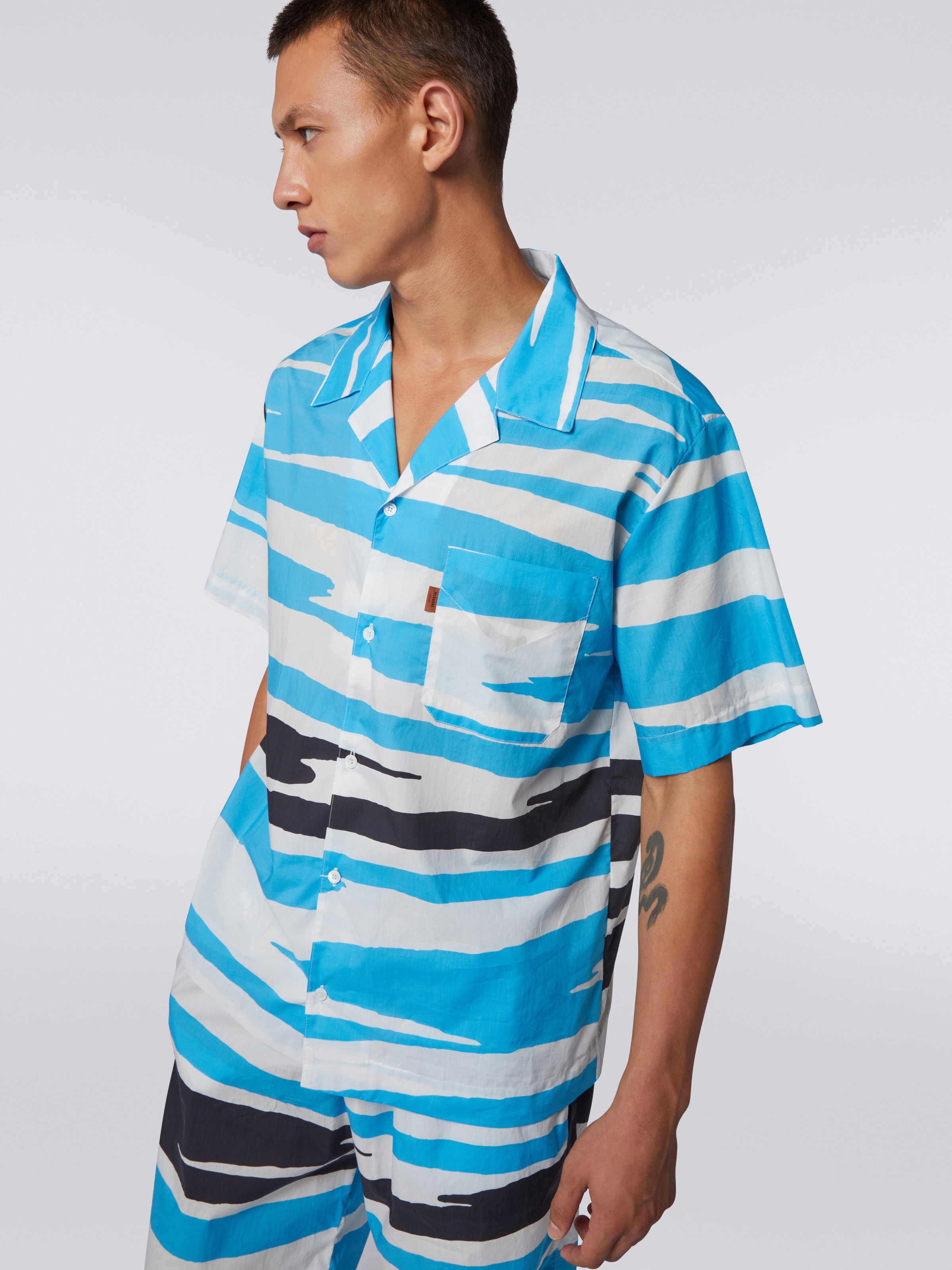 Short-sleeved cotton bowling shirt, Multicoloured  - 4