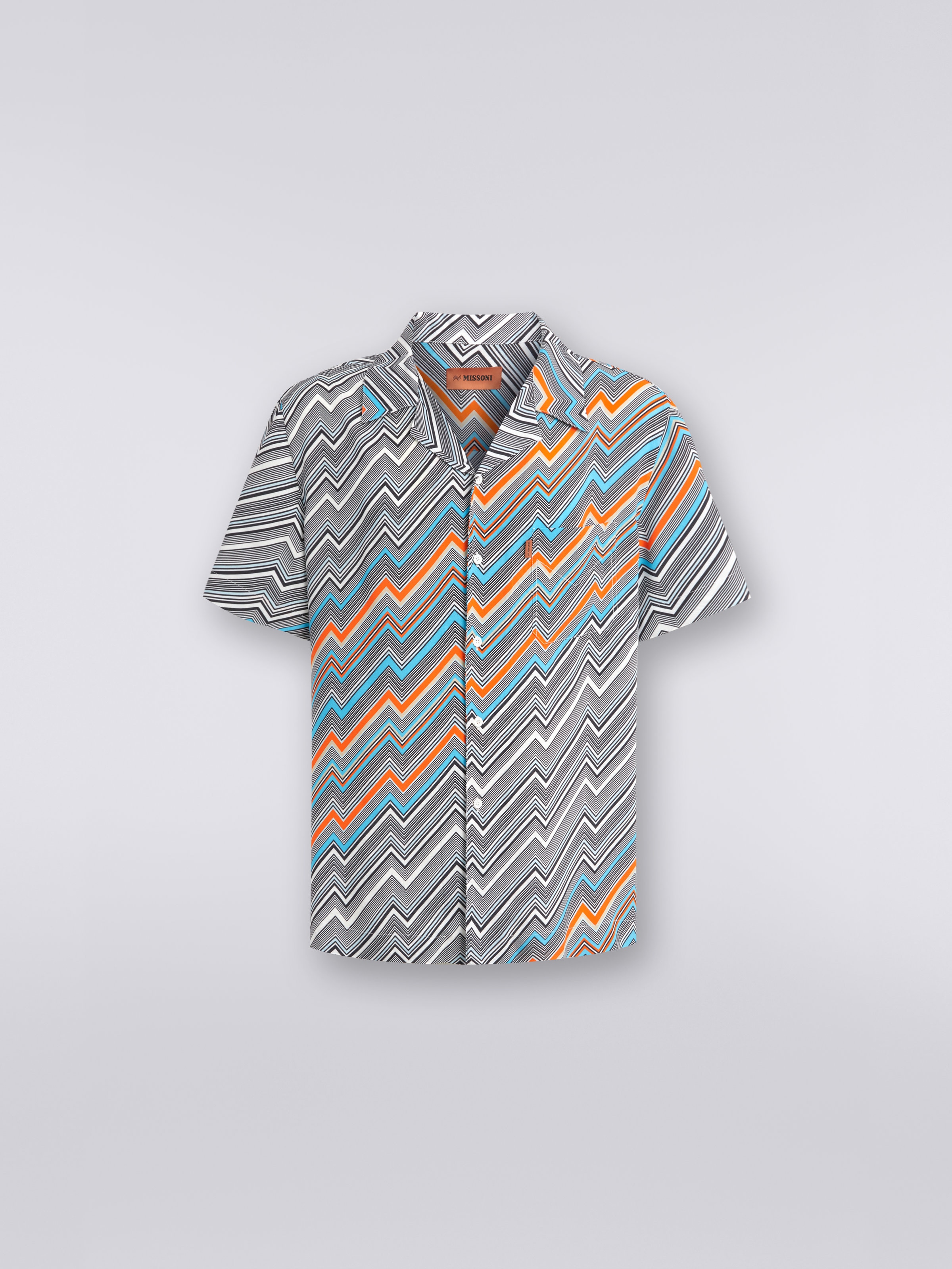 Camicia modello bowling a maniche corte in viscosa , Multicolore  - 0