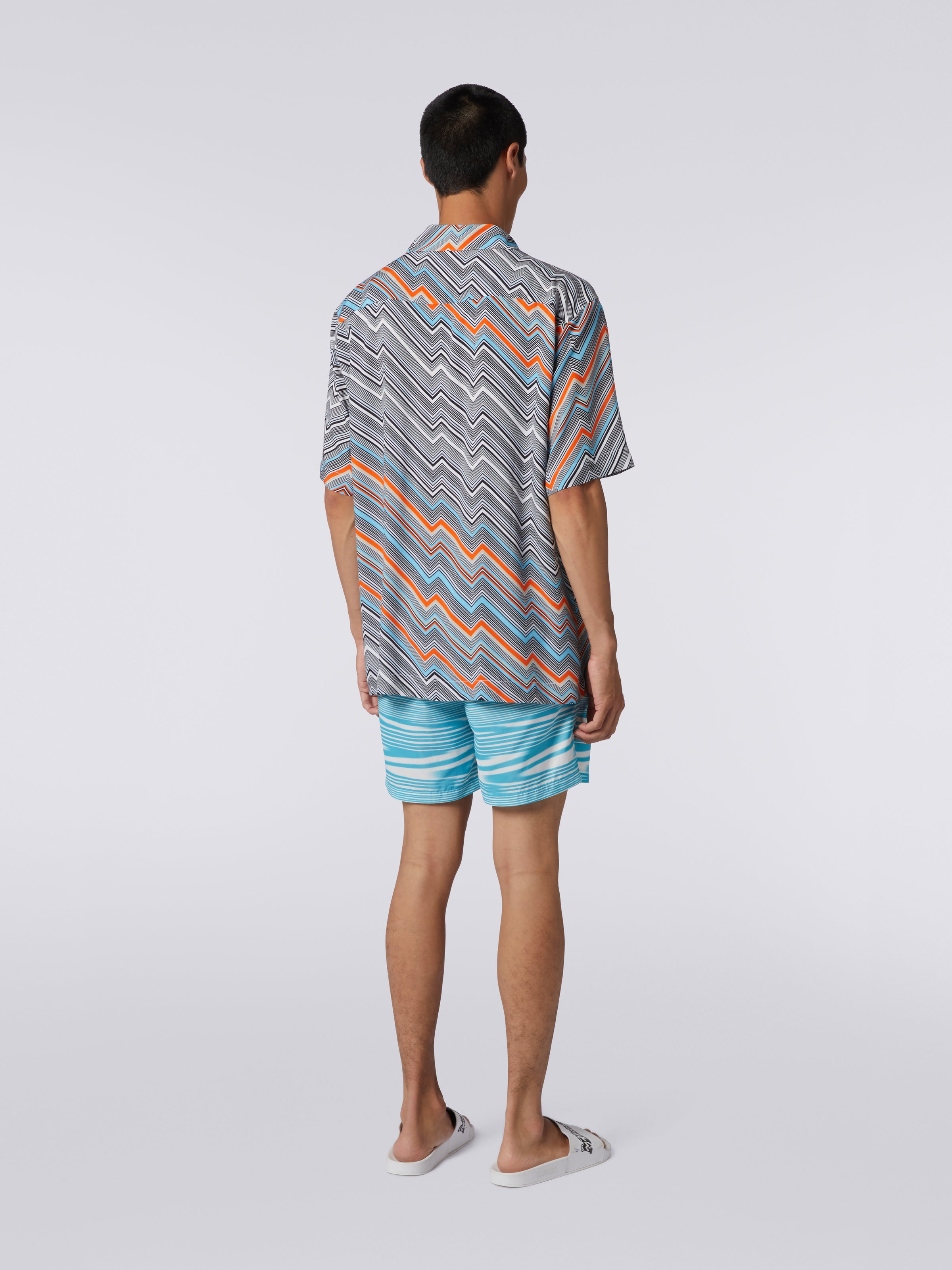 Camicia modello bowling a maniche corte in viscosa , Multicolore  - 3