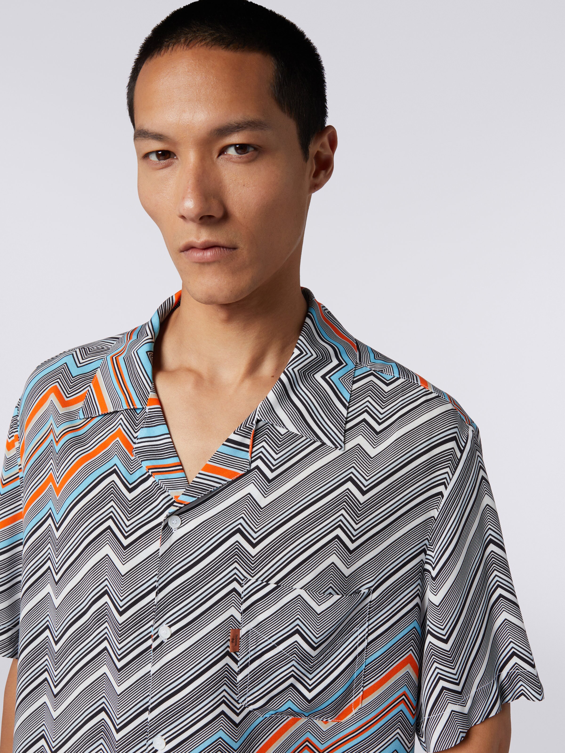 Camicia modello bowling a maniche corte in viscosa , Multicolore  - 4