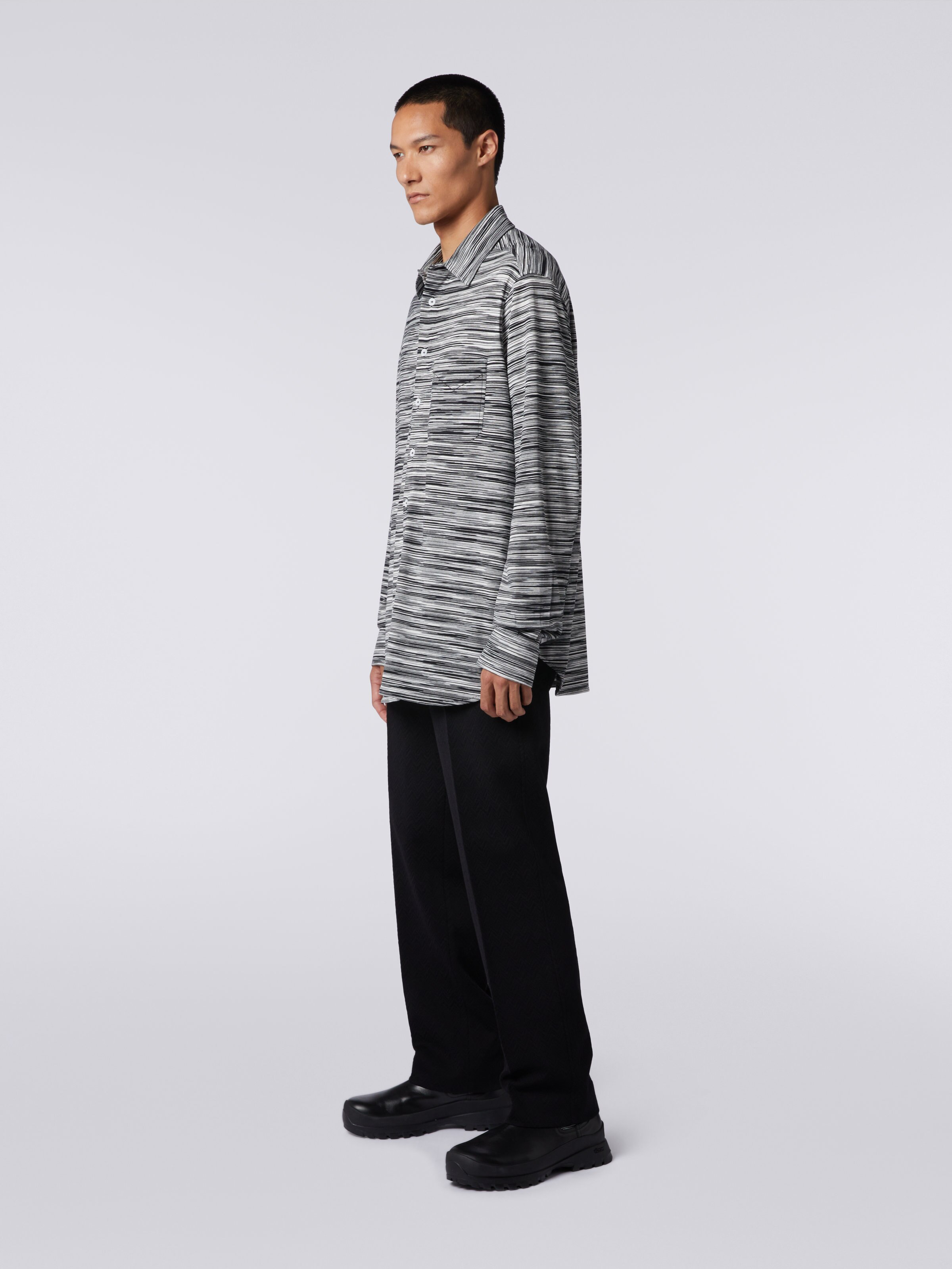 Slub cotton jersey shirt, Black & White - 2