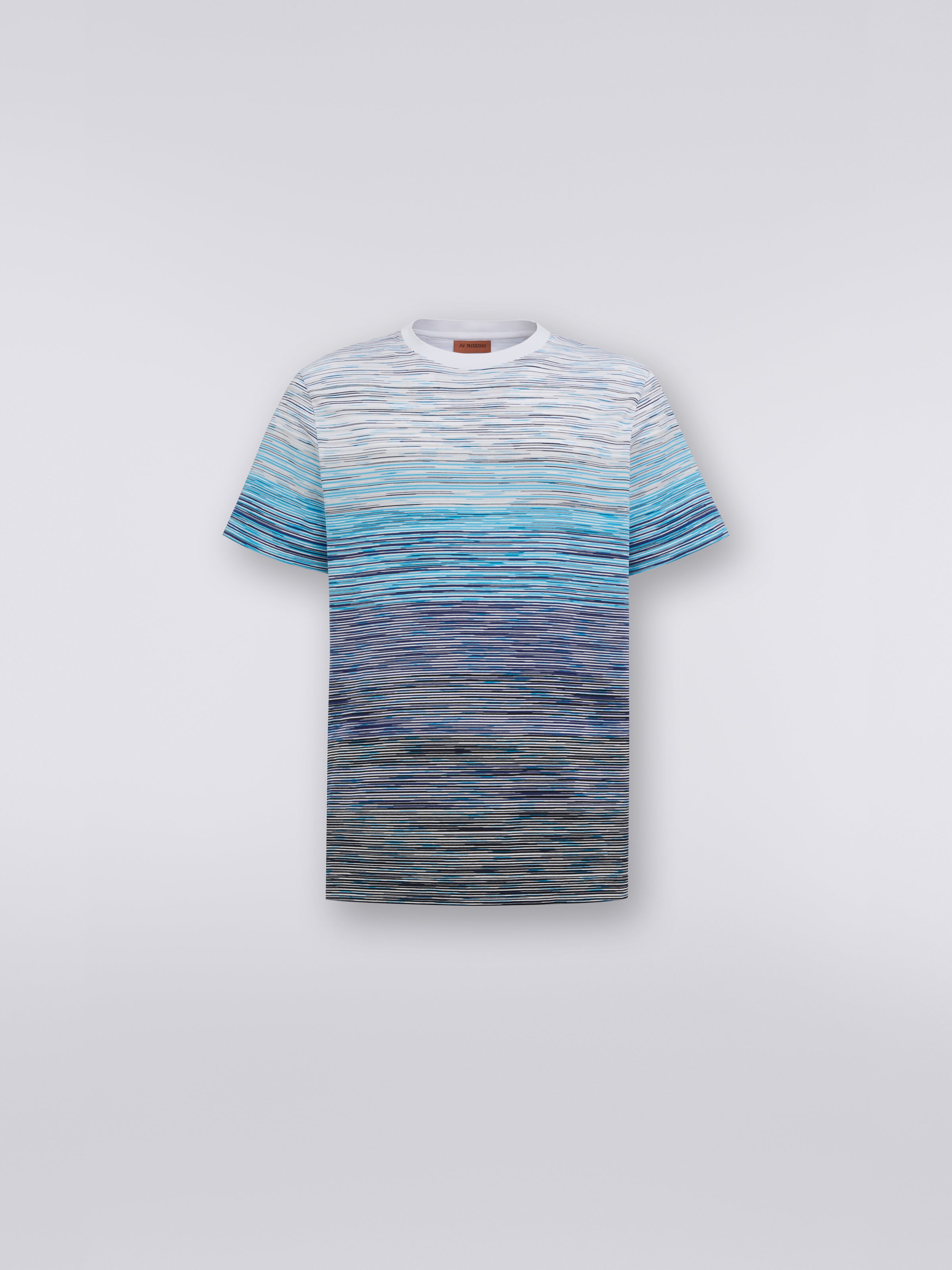 Slub cotton jersey crew-neck T-shirt, Sky Blue, Light Blue & Blue - 0