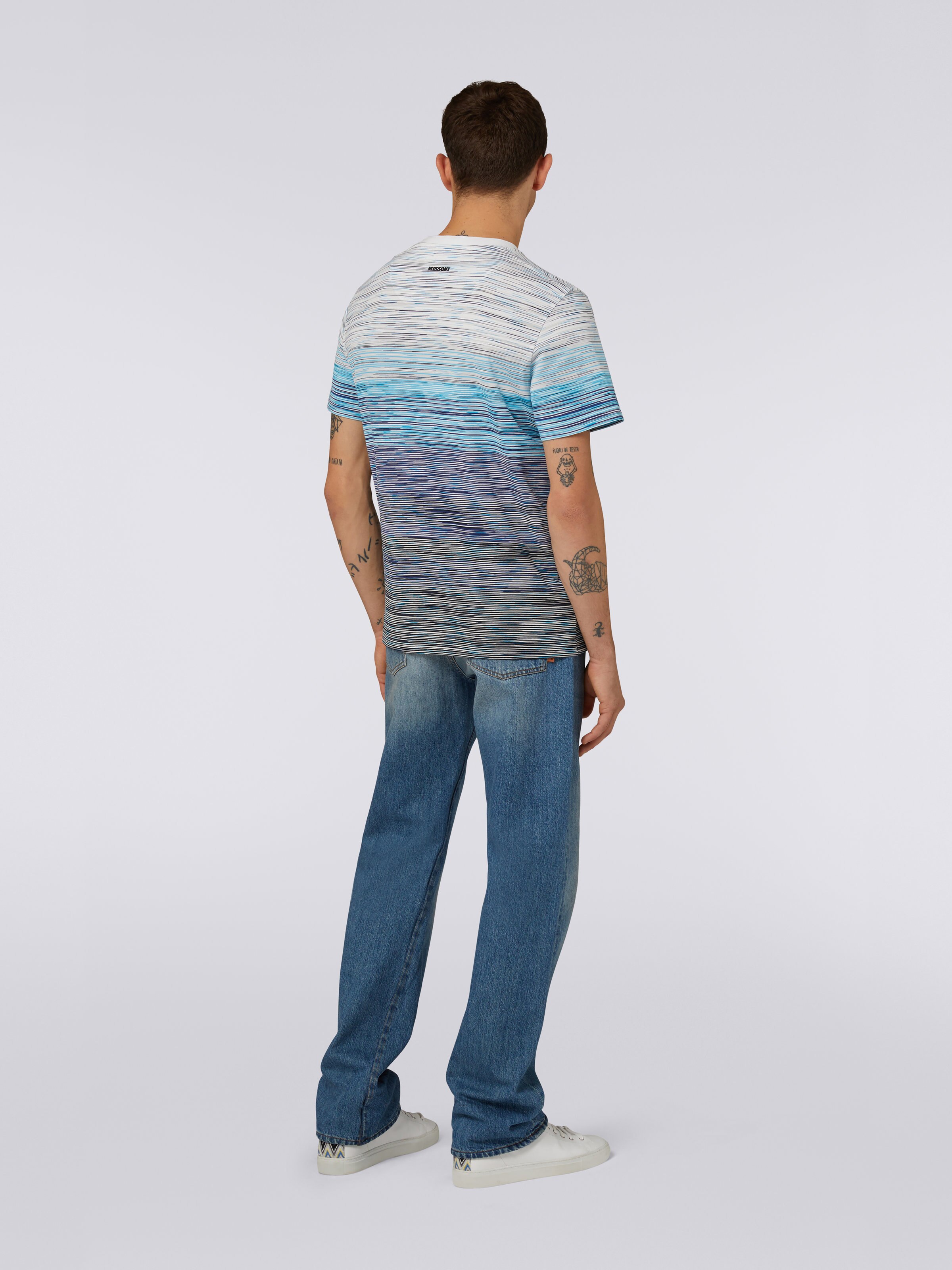 Slub cotton jersey crew-neck T-shirt, Sky Blue, Light Blue & Blue - 3