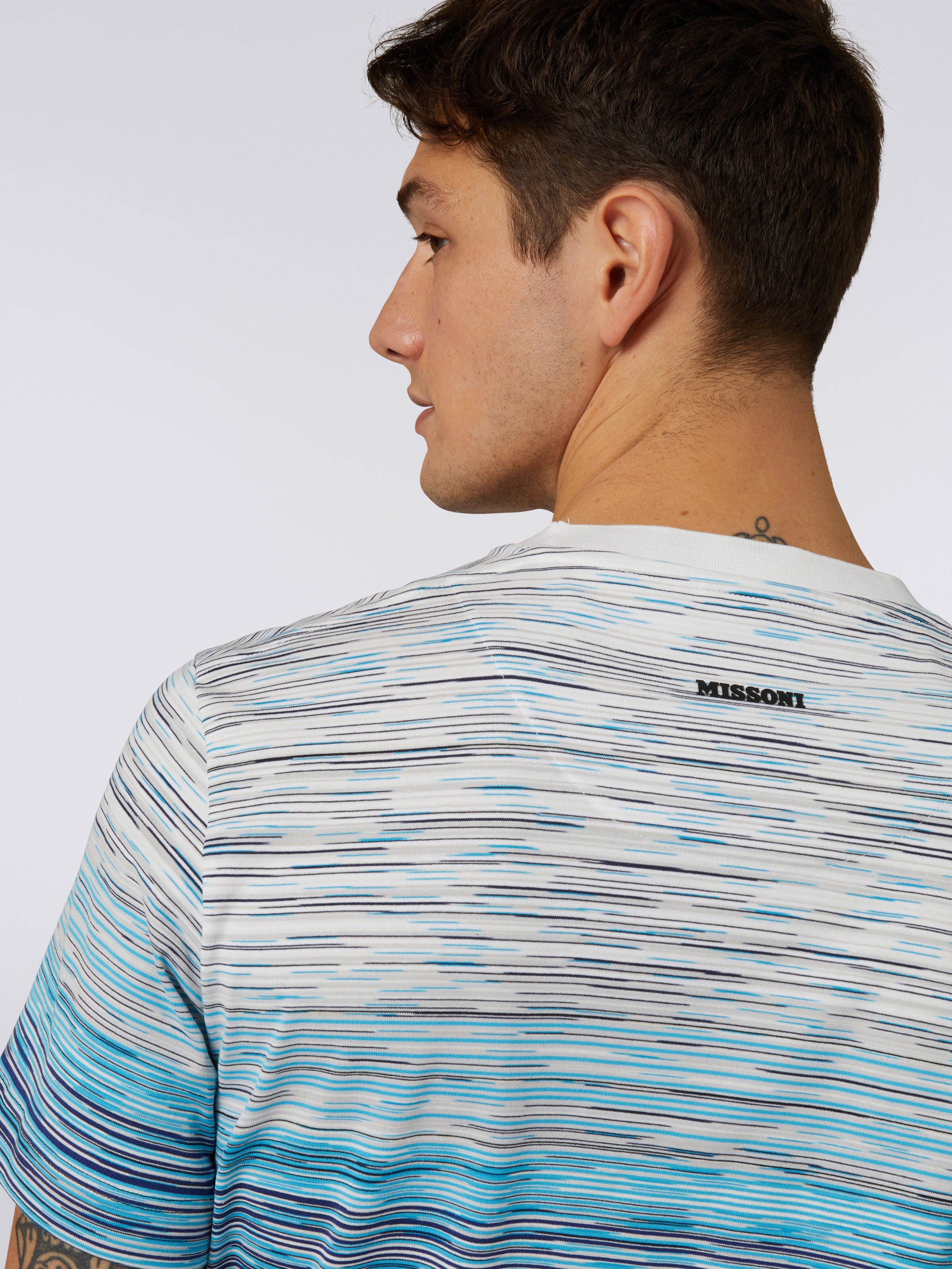 Slub cotton jersey crew-neck T-shirt, Sky Blue, Light Blue & Blue - 4