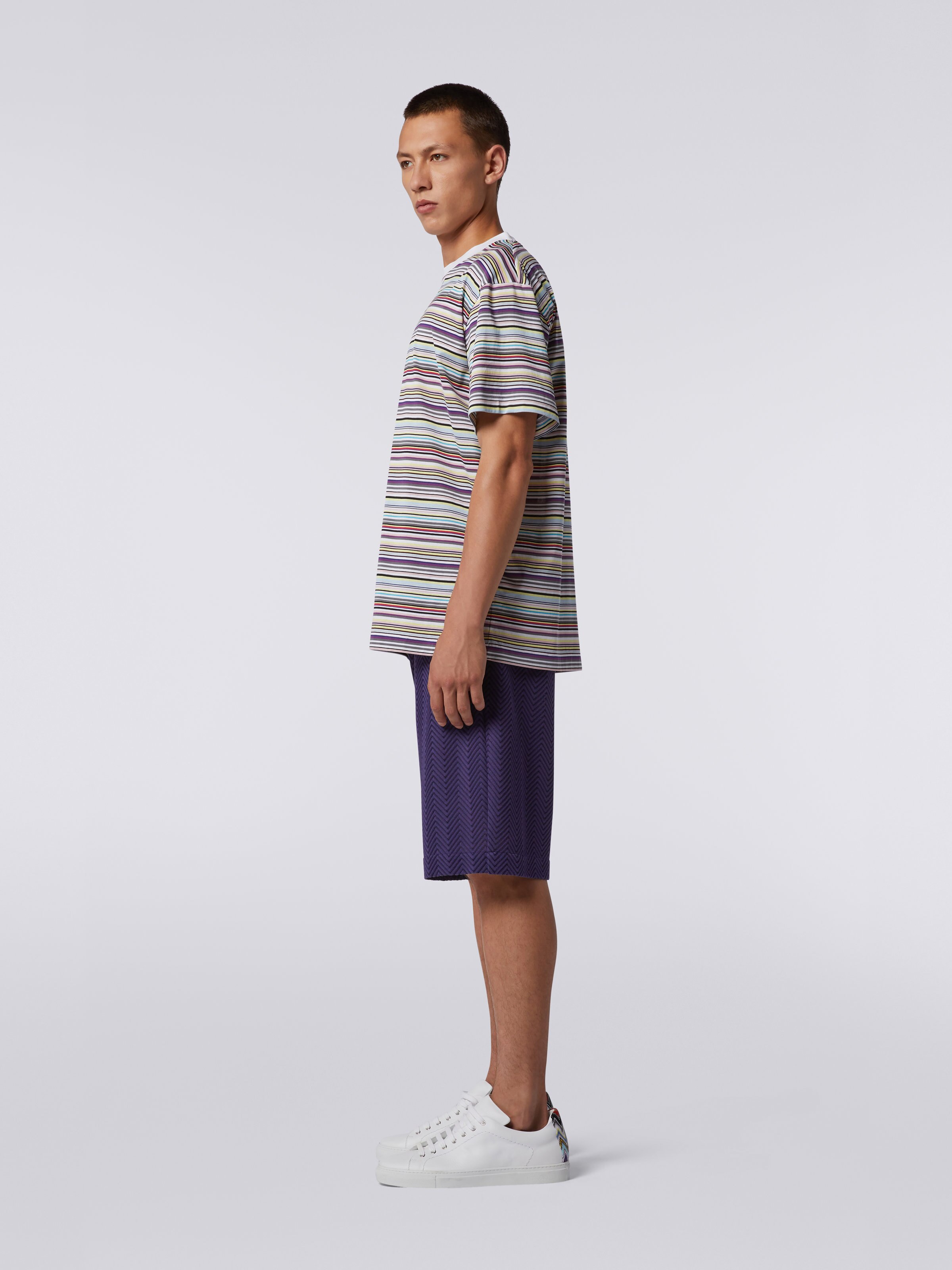 Multicoloured striped cotton crew-neck T-shirt, Multicoloured  - 2