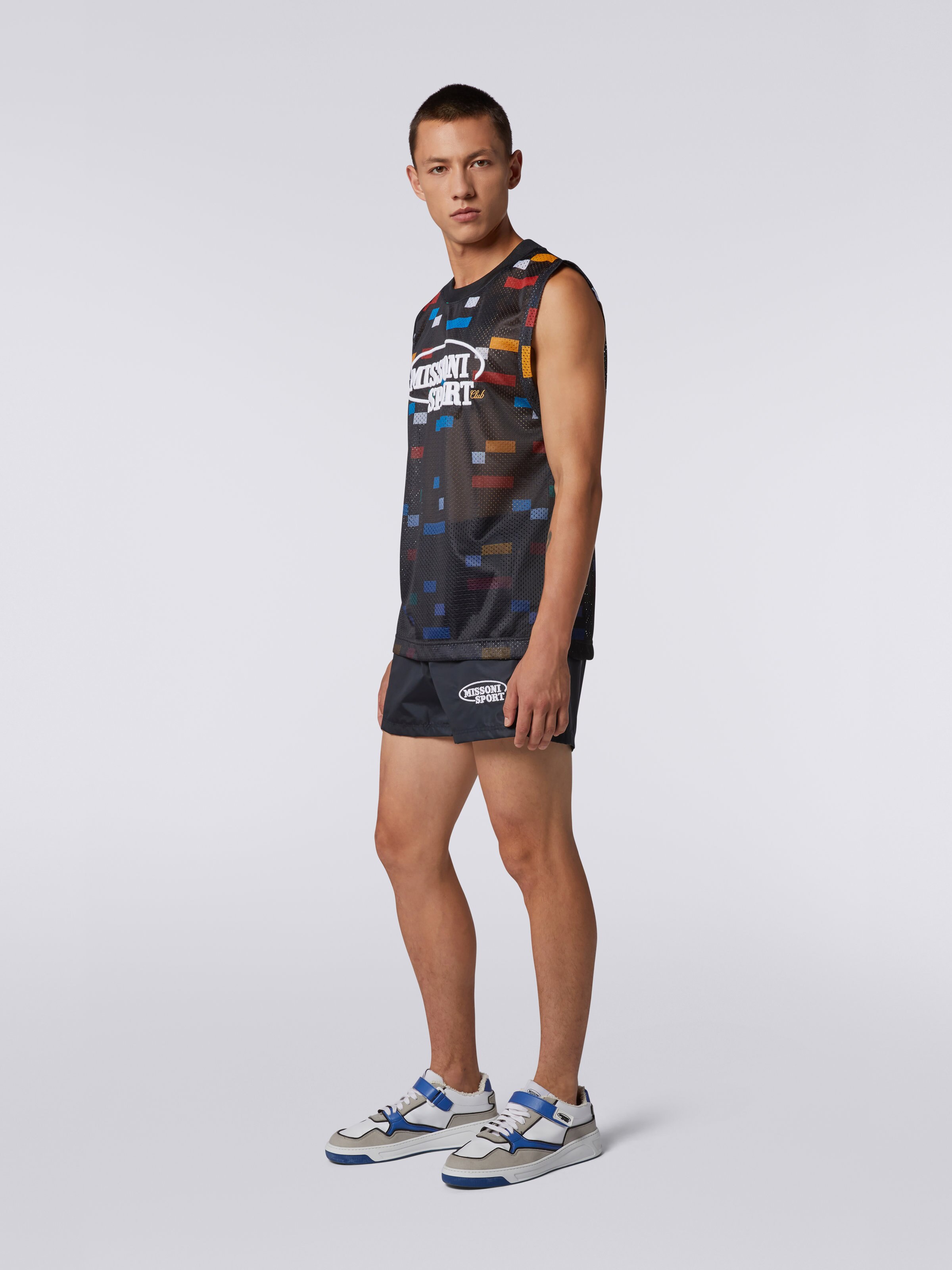 Viscose mesh tank top with legacy colours and logo, Black & Multicoloured - 2