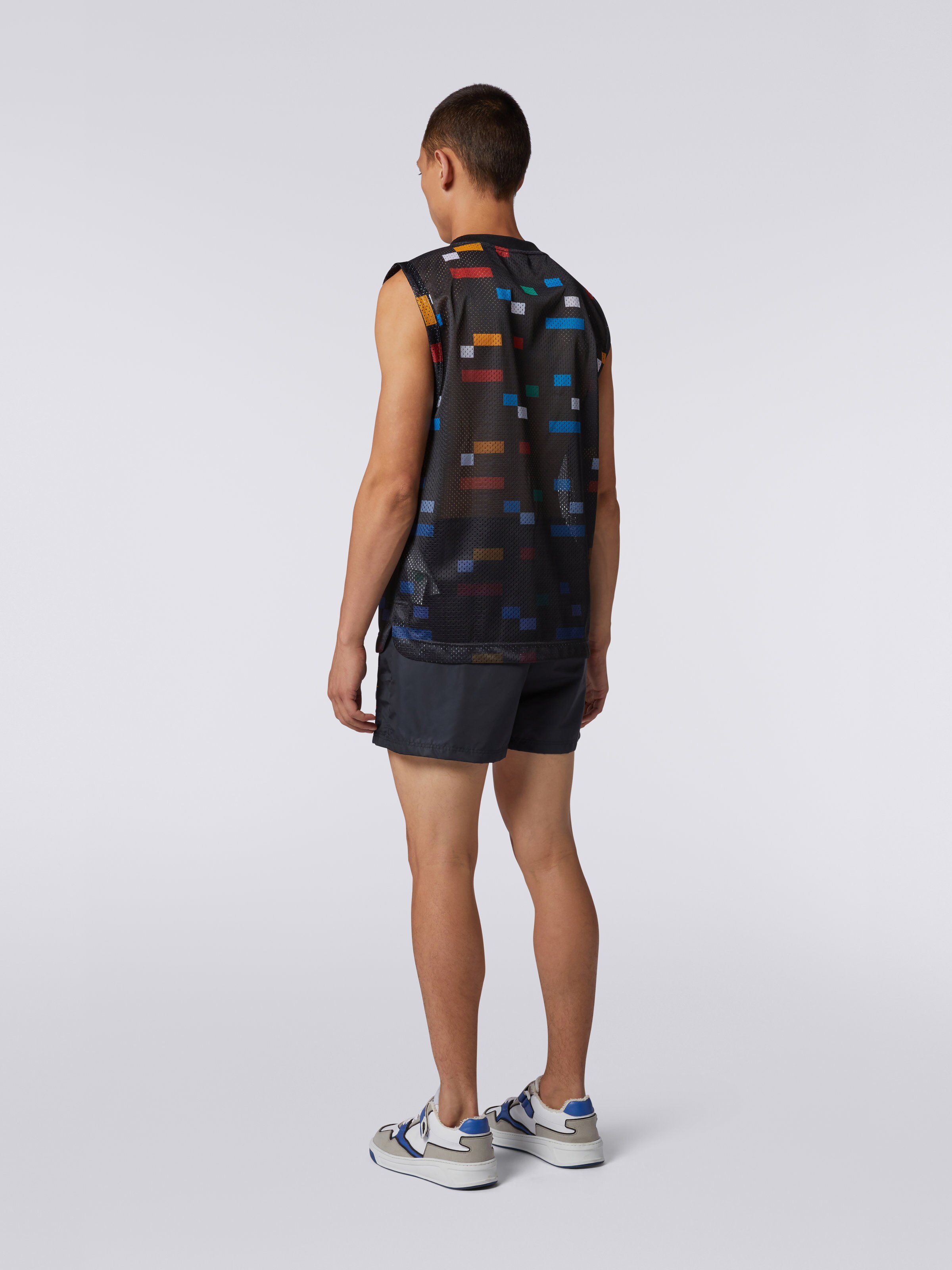 Viscose mesh tank top with legacy colours and logo, Black & Multicoloured - 3