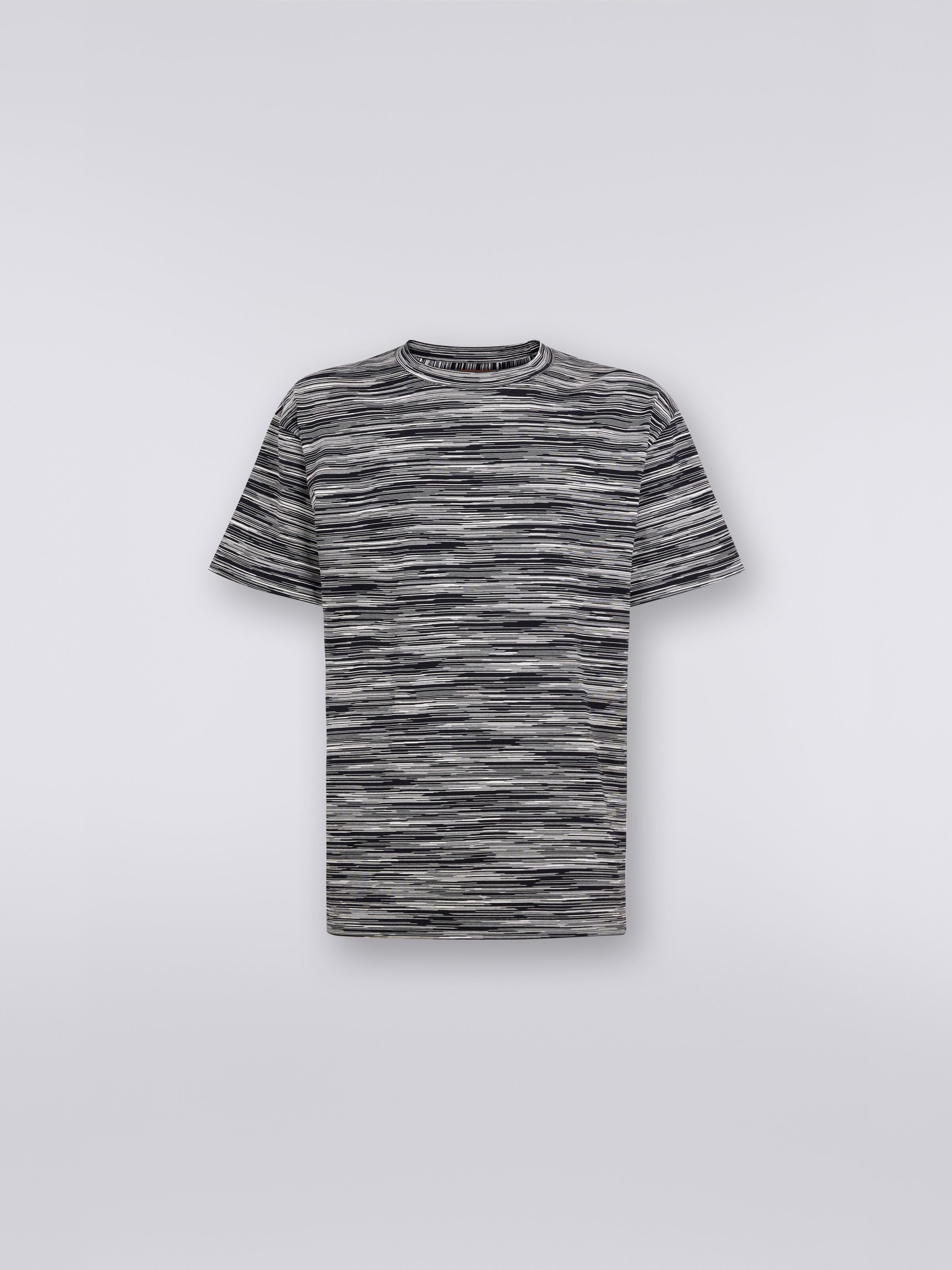 Slub cotton jersey crew-neck T-shirt, Black & White - 0
