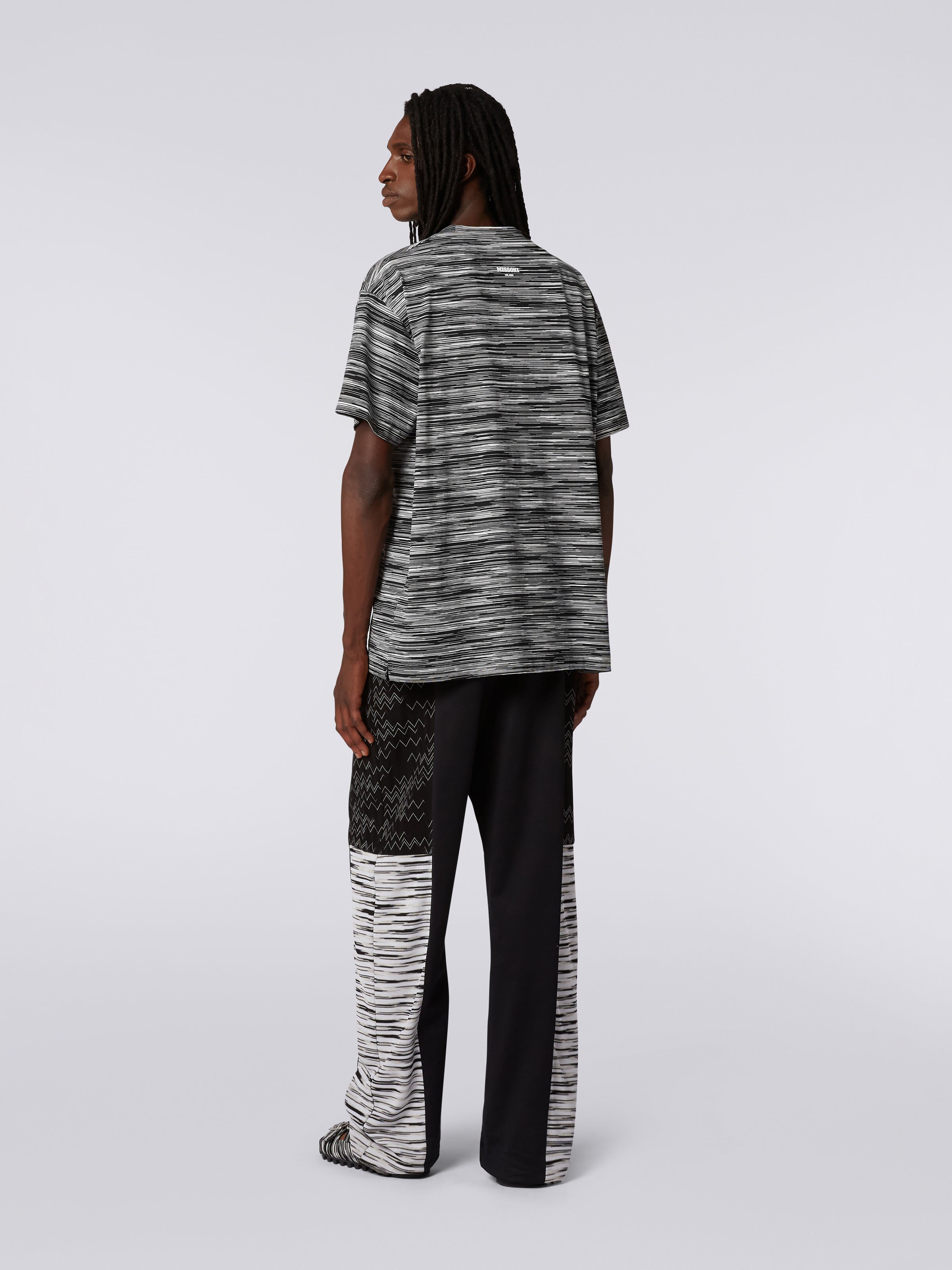 Slub cotton jersey crew-neck T-shirt, Black & White - 3