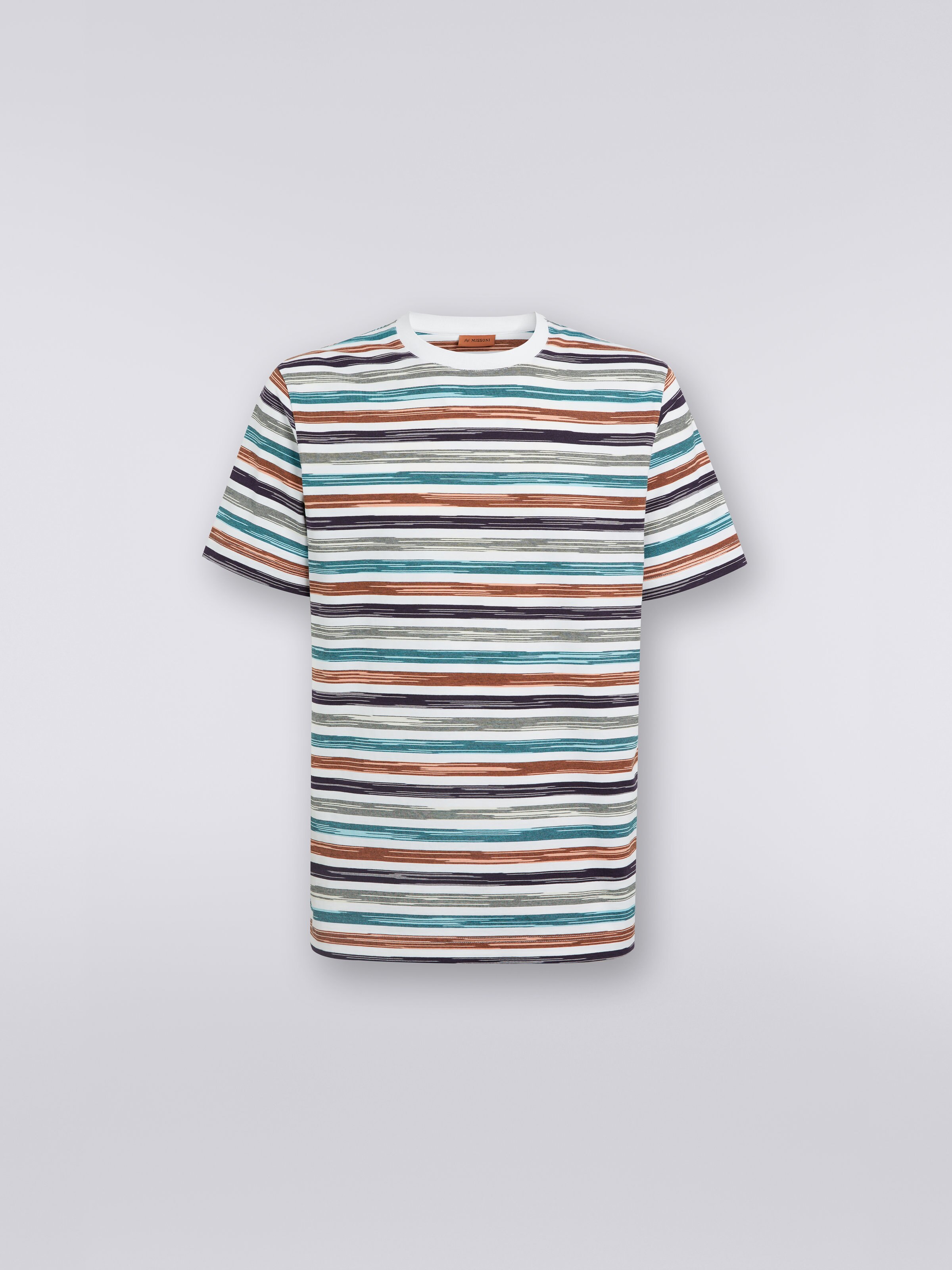 Slub cotton jersey crew-neck T-shirt, Multicoloured - 0