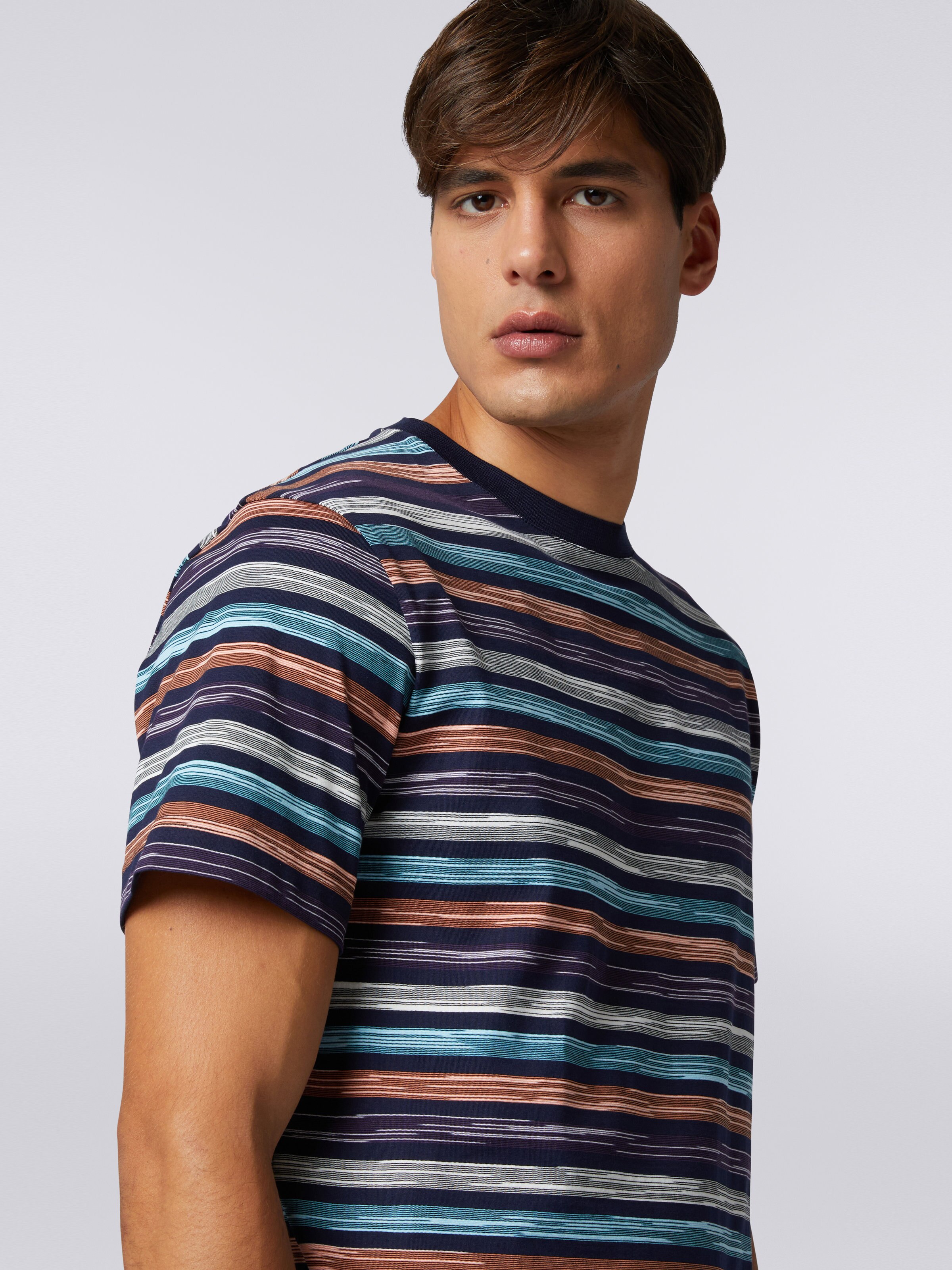 Slub cotton jersey crew-neck T-shirt, Multicoloured - 4