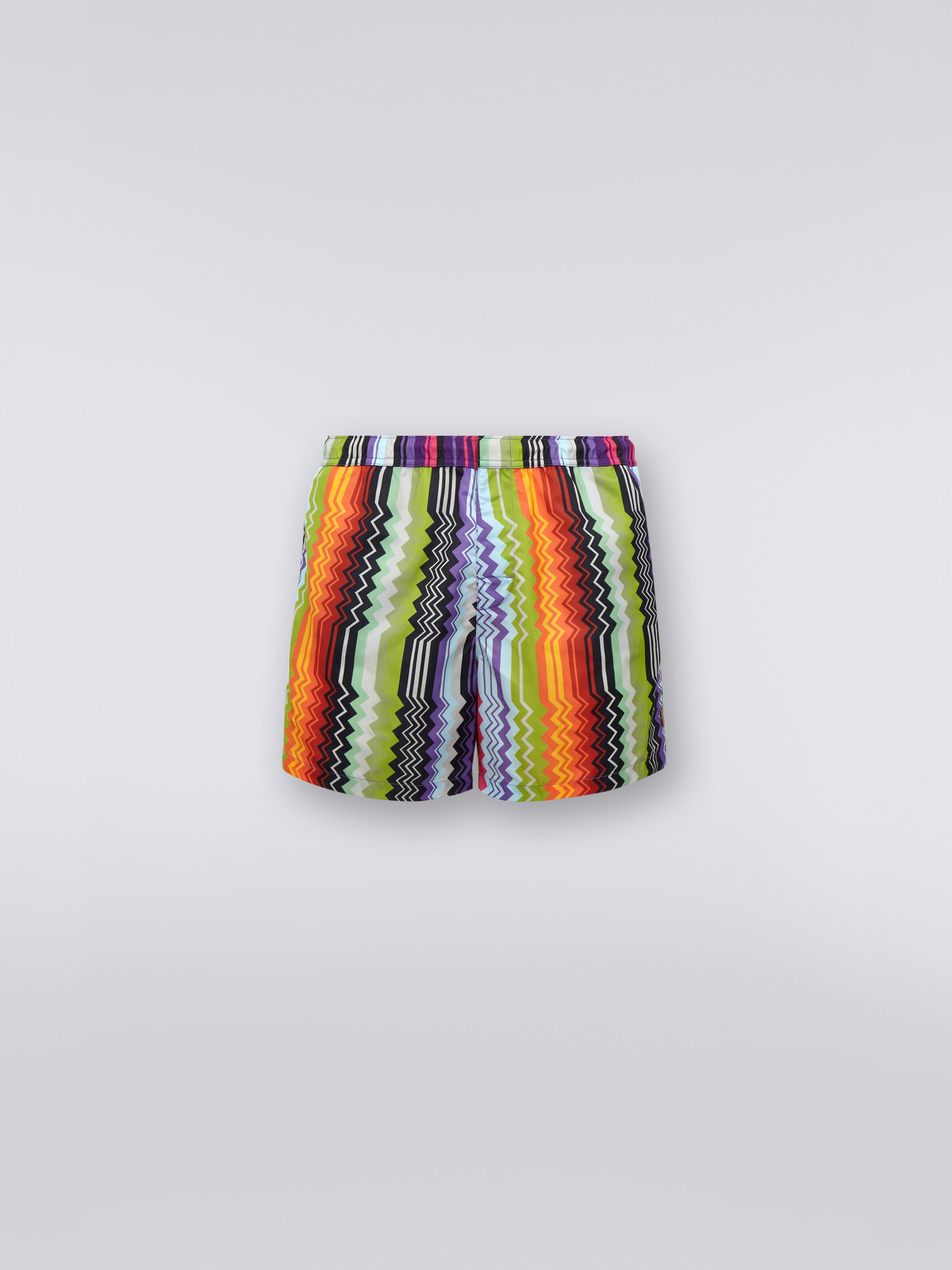 Nylon blend zigzag swimming trunks, Multicoloured - 0