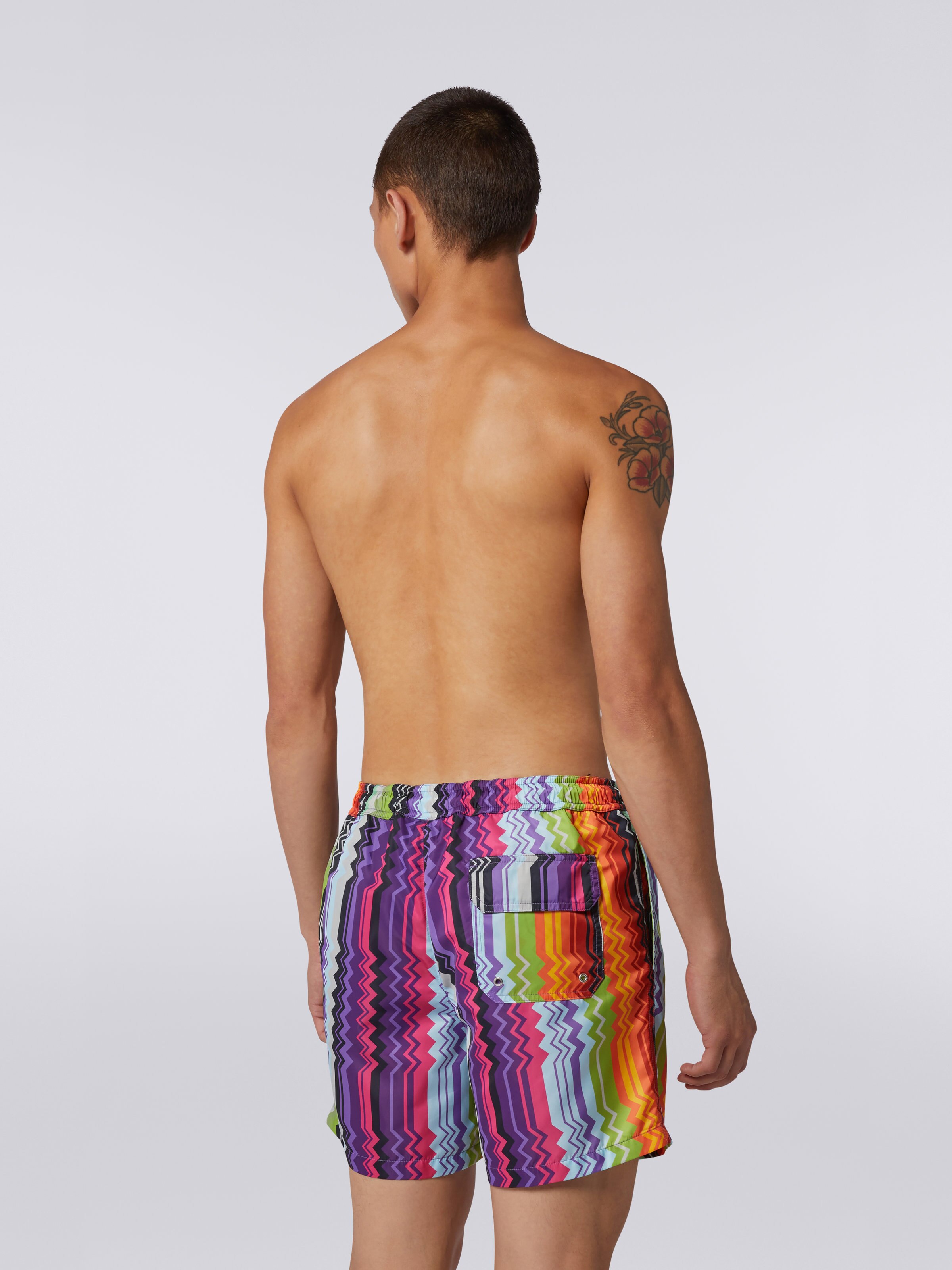 Nylon blend zigzag swimming trunks, Multicoloured - 3