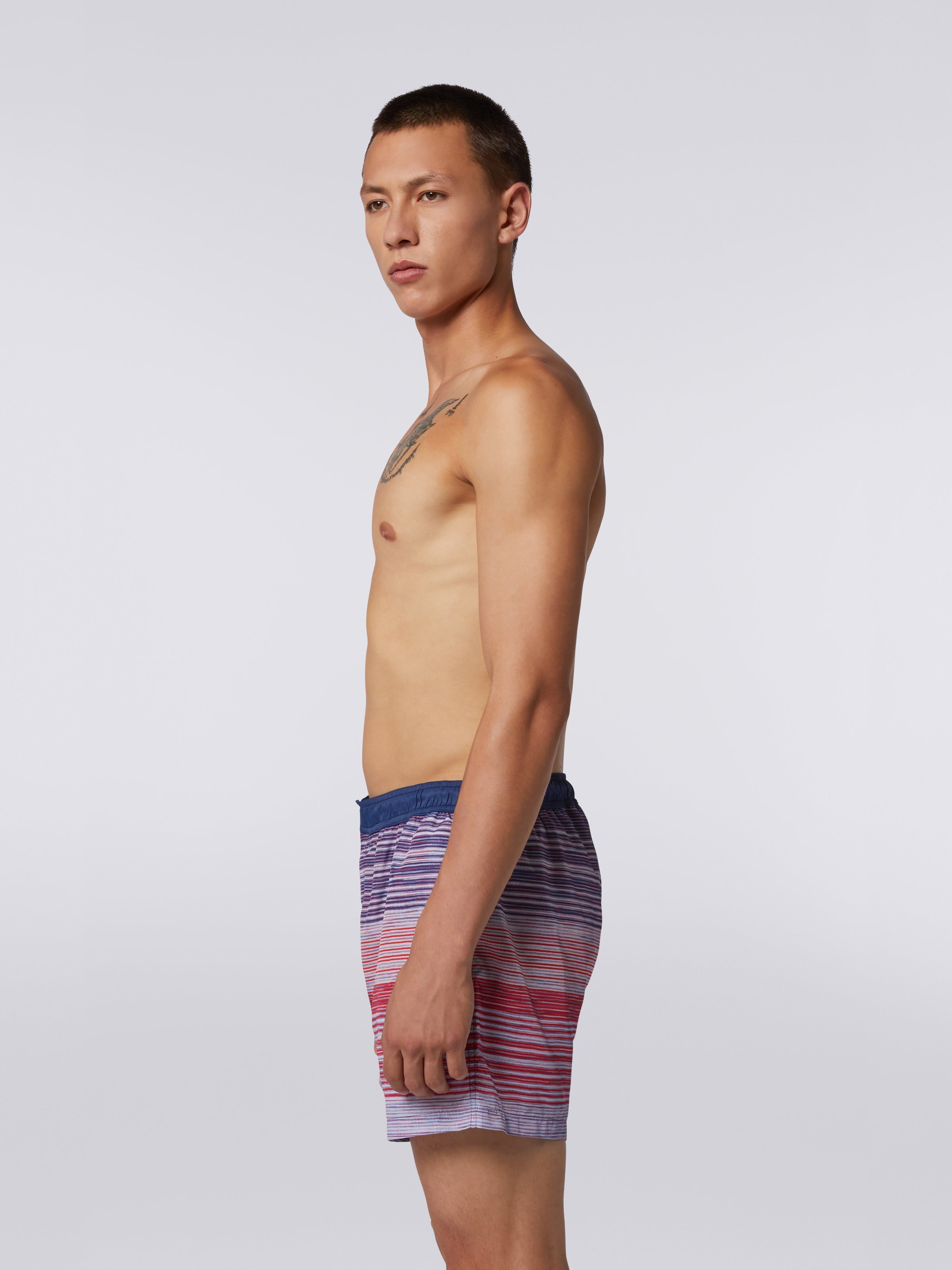 Nylon-blend swimming trunks in slub print, Red, Purple & Light Blue - 2