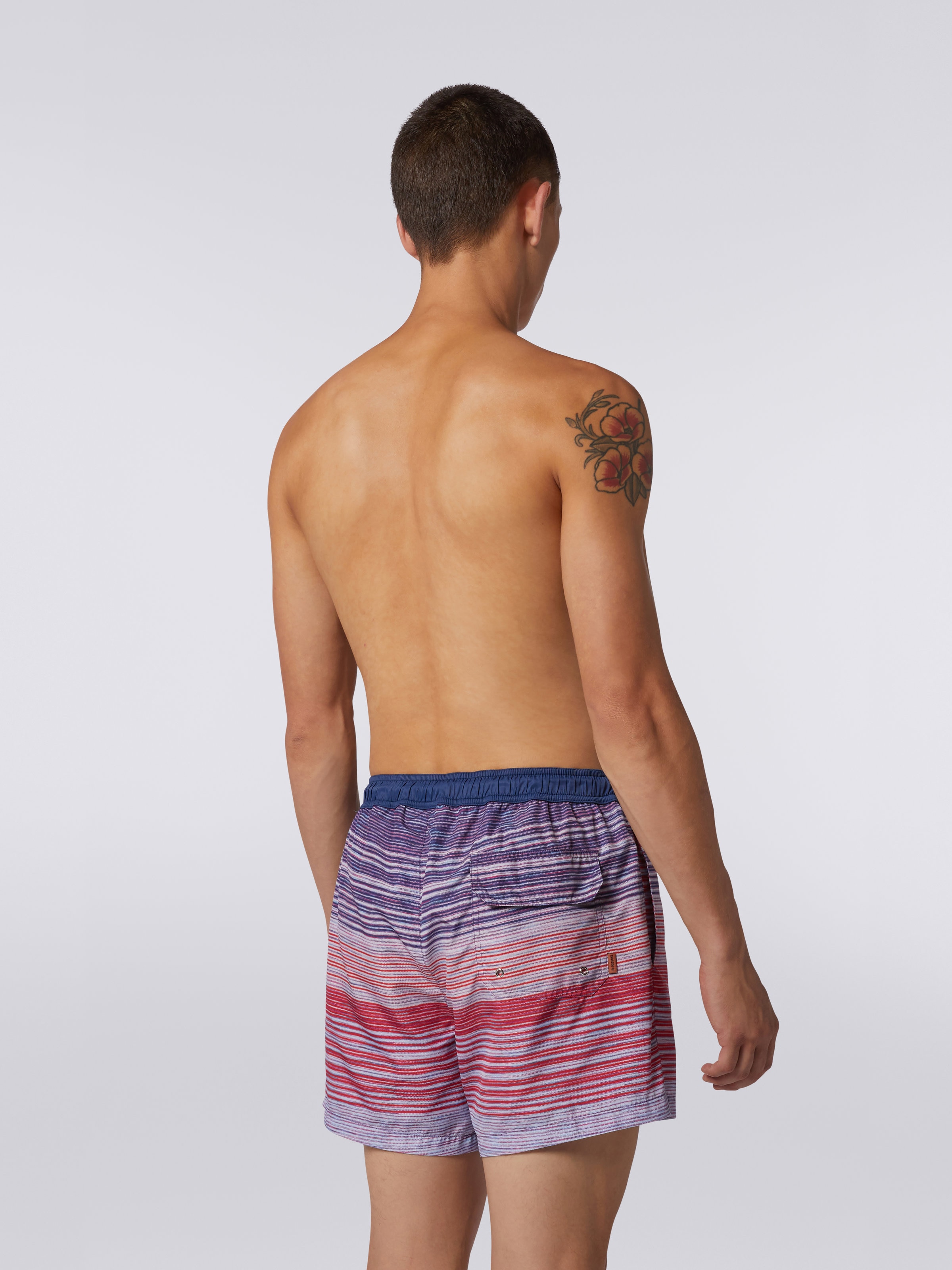 Nylon-blend swimming trunks in slub print, Red, Purple & Light Blue - 3