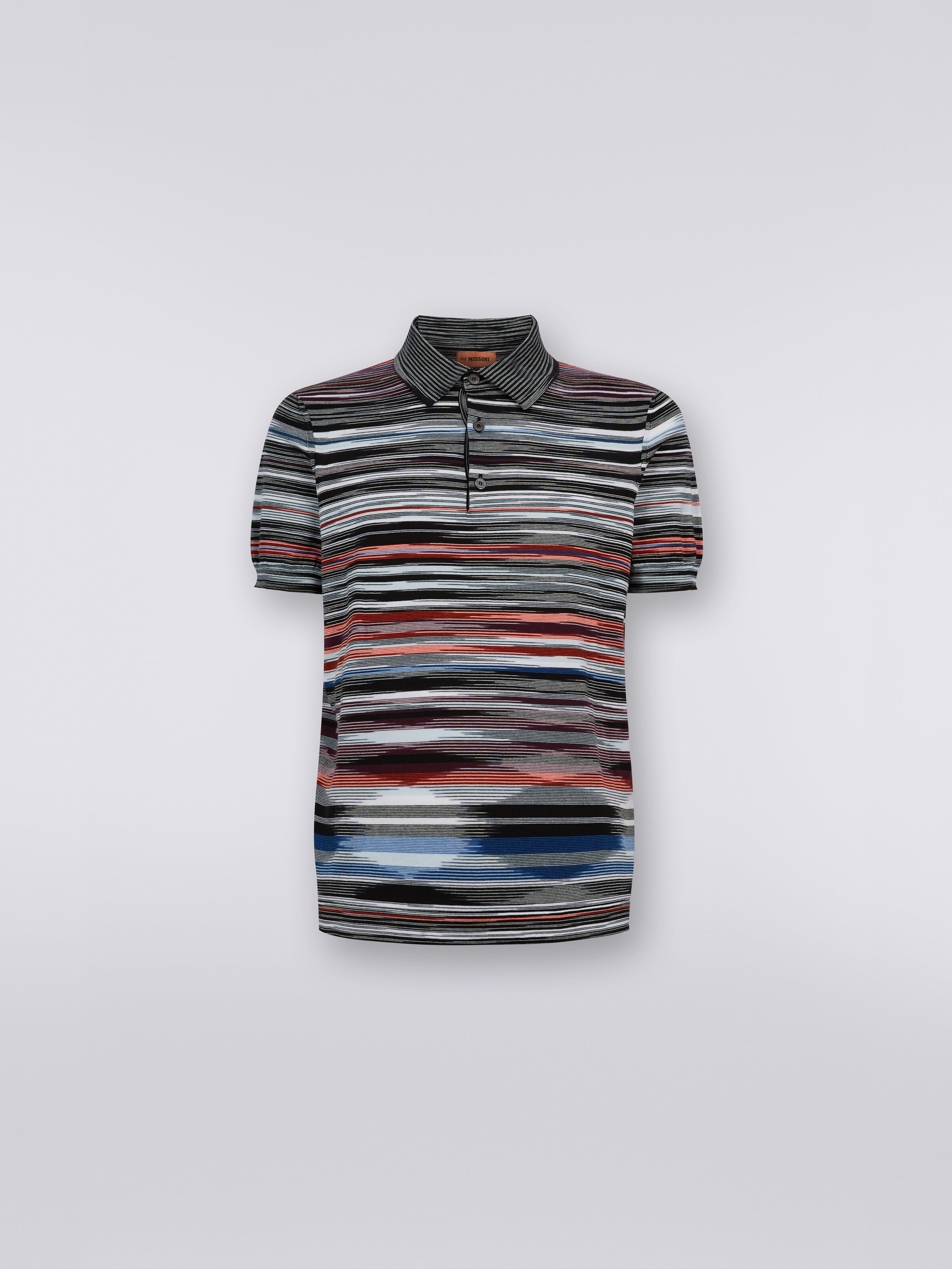 Short-sleeved polo shirt in slub cotton , Multicoloured  - 0