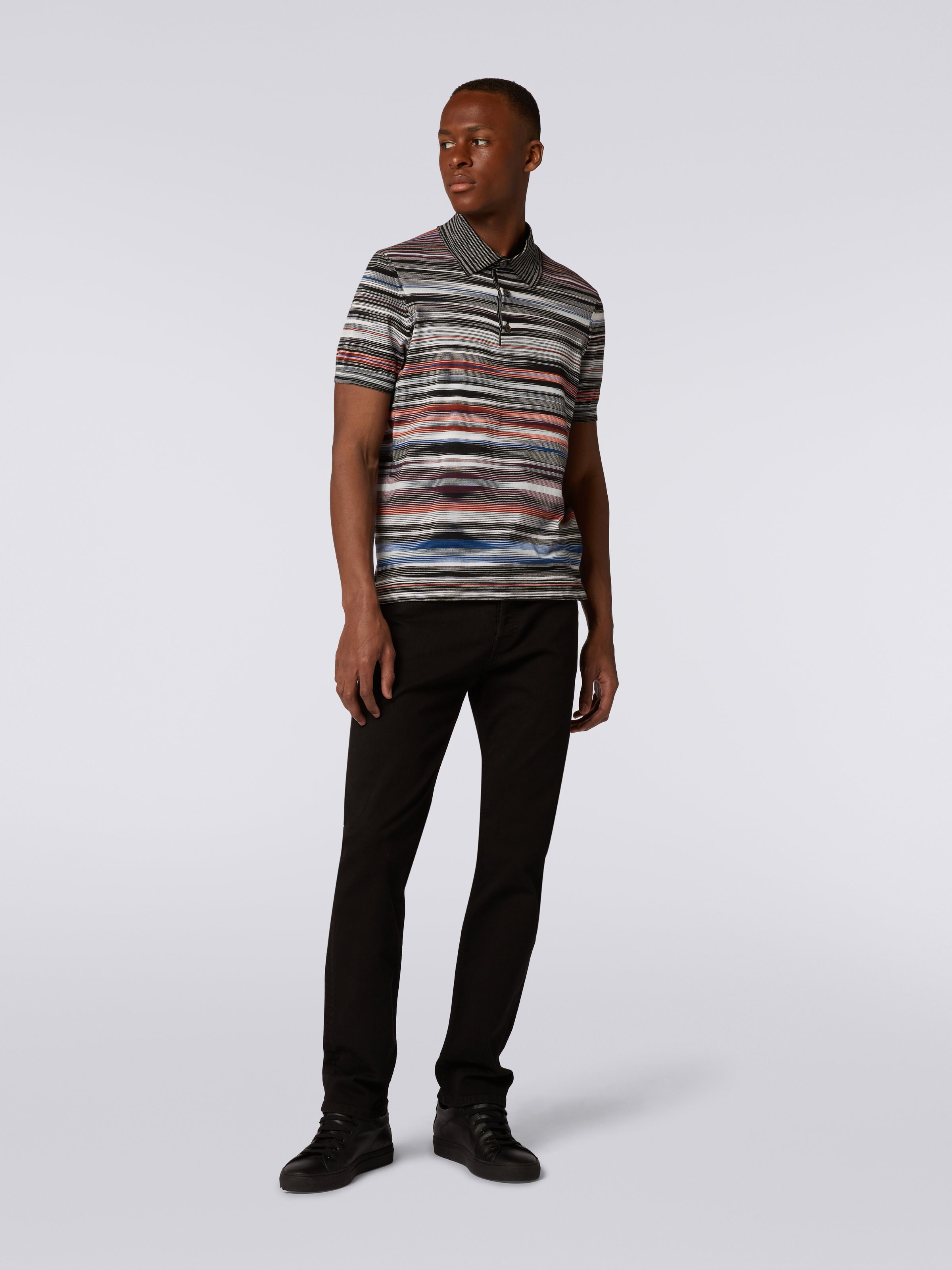 Polo de manga corta en algodón flameado, Multicolor  - 1