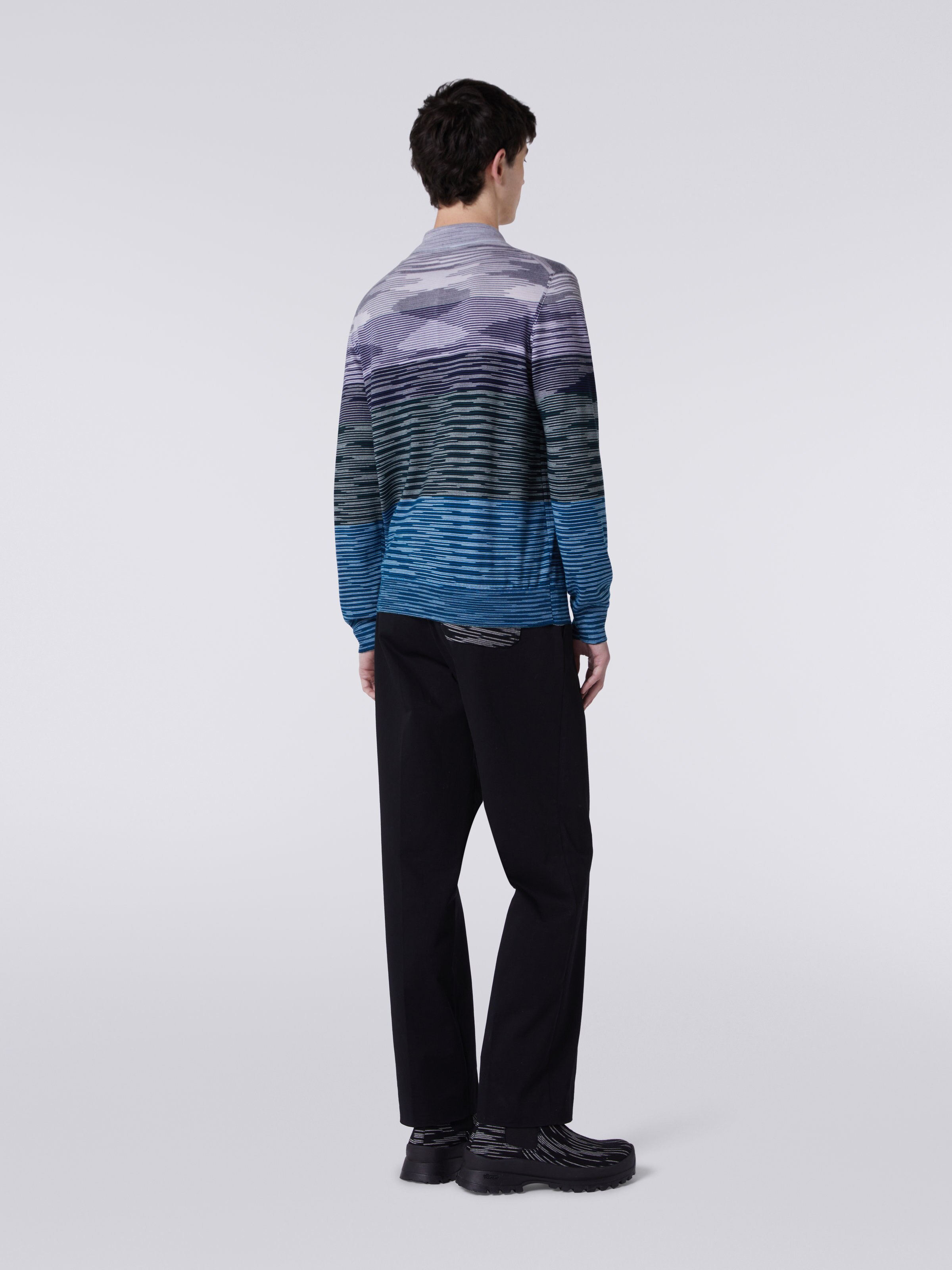 Long-sleeved polo shirt in slub wool Multicoloured | Missoni