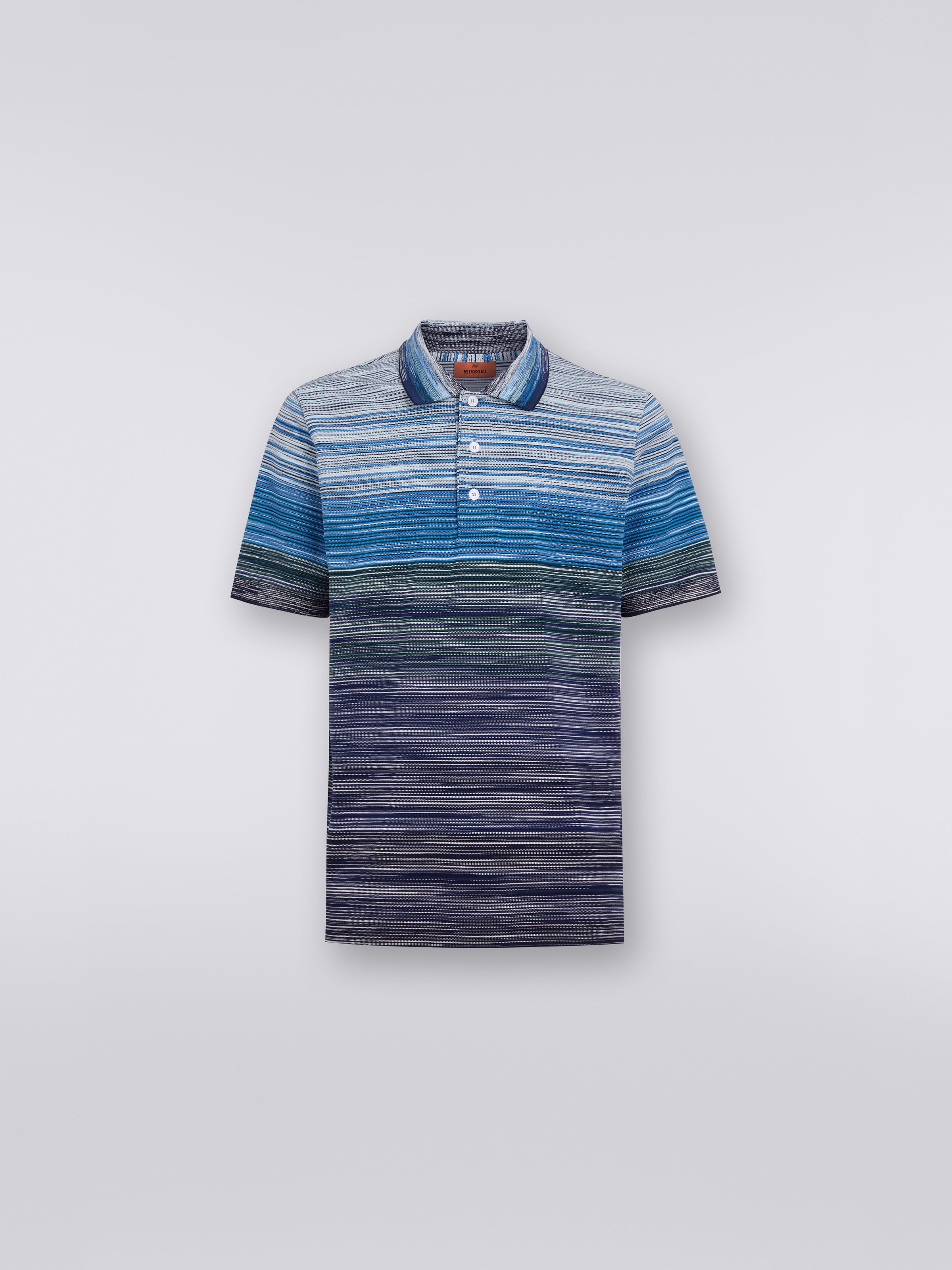 Short-sleeved polo shirt in slub cotton piqué, Multicoloured  - 0