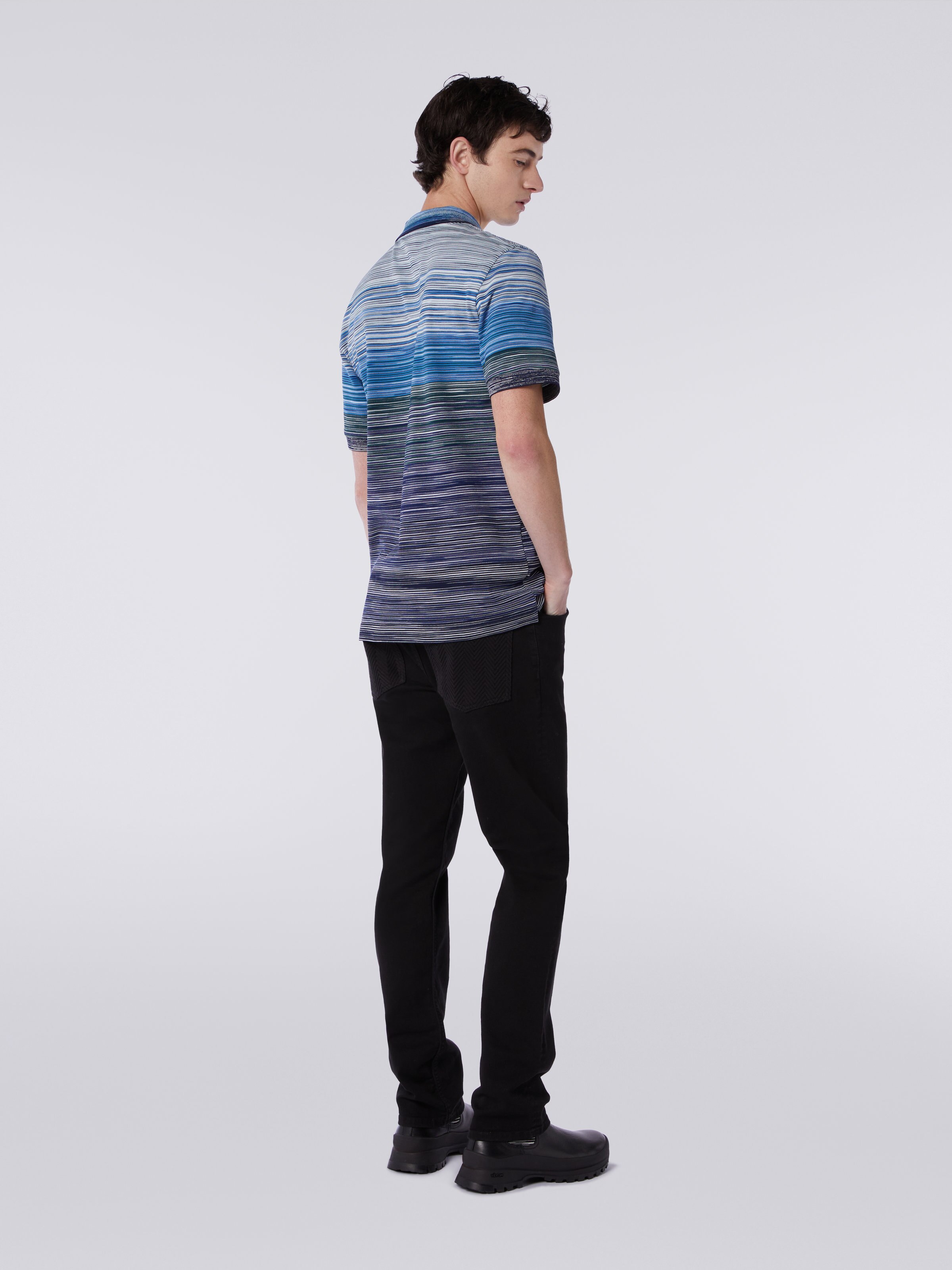 Short-sleeved polo shirt in slub cotton piqué, Multicoloured  - 3