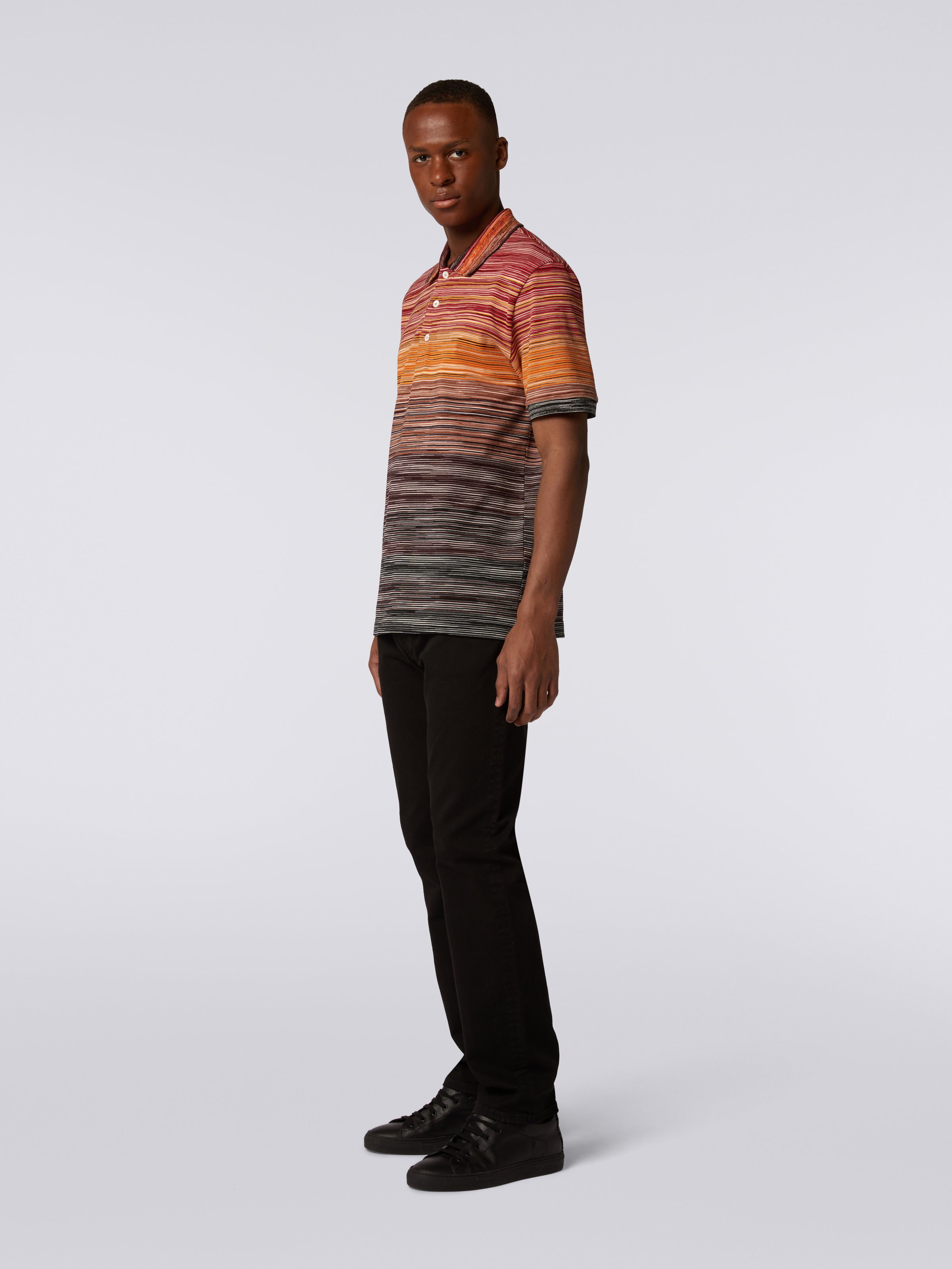 Short-sleeved polo shirt in slub cotton piqué, Multicoloured  - 2