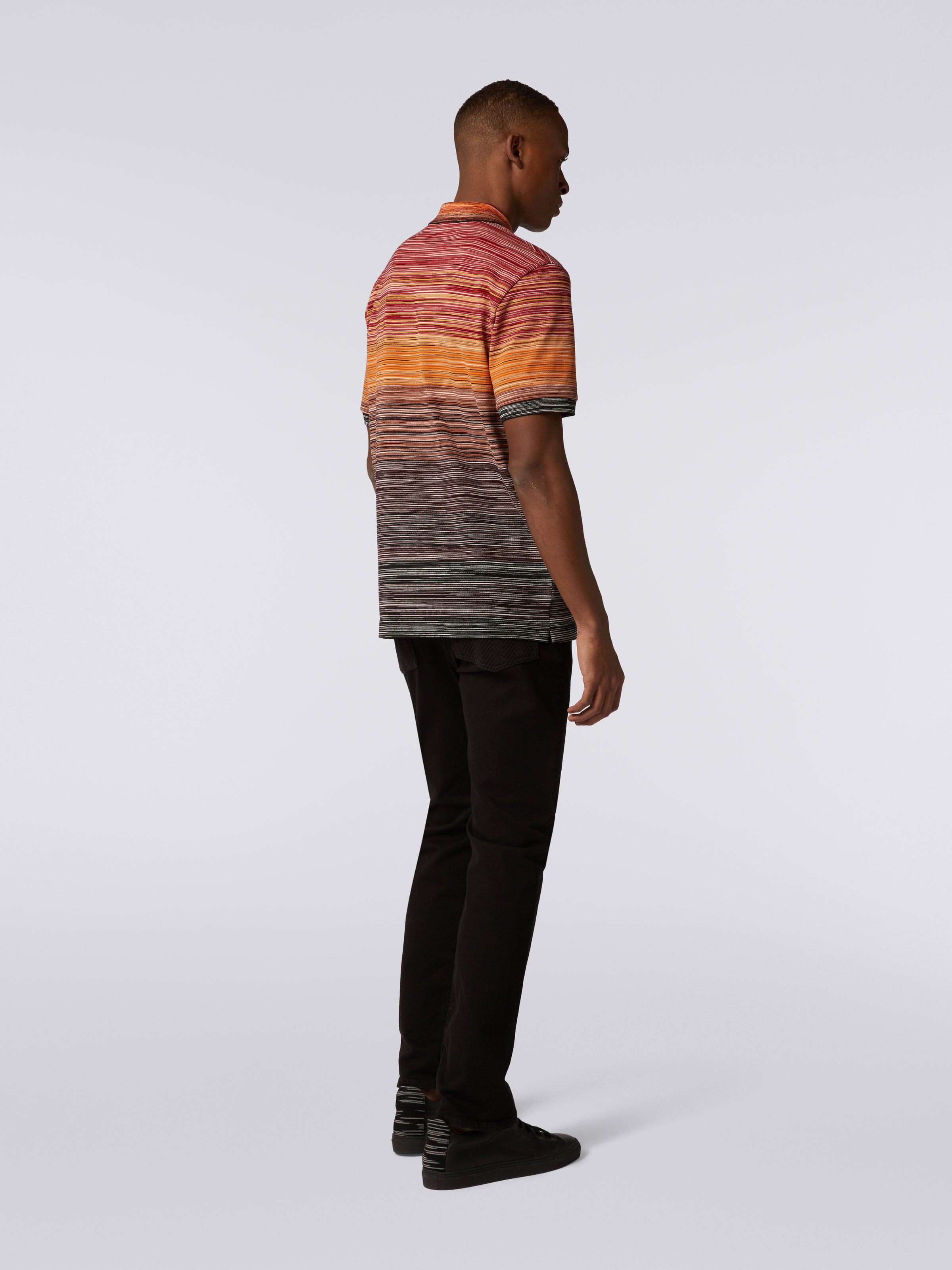 Short-sleeved polo shirt in slub cotton piqué, Multicoloured  - 3