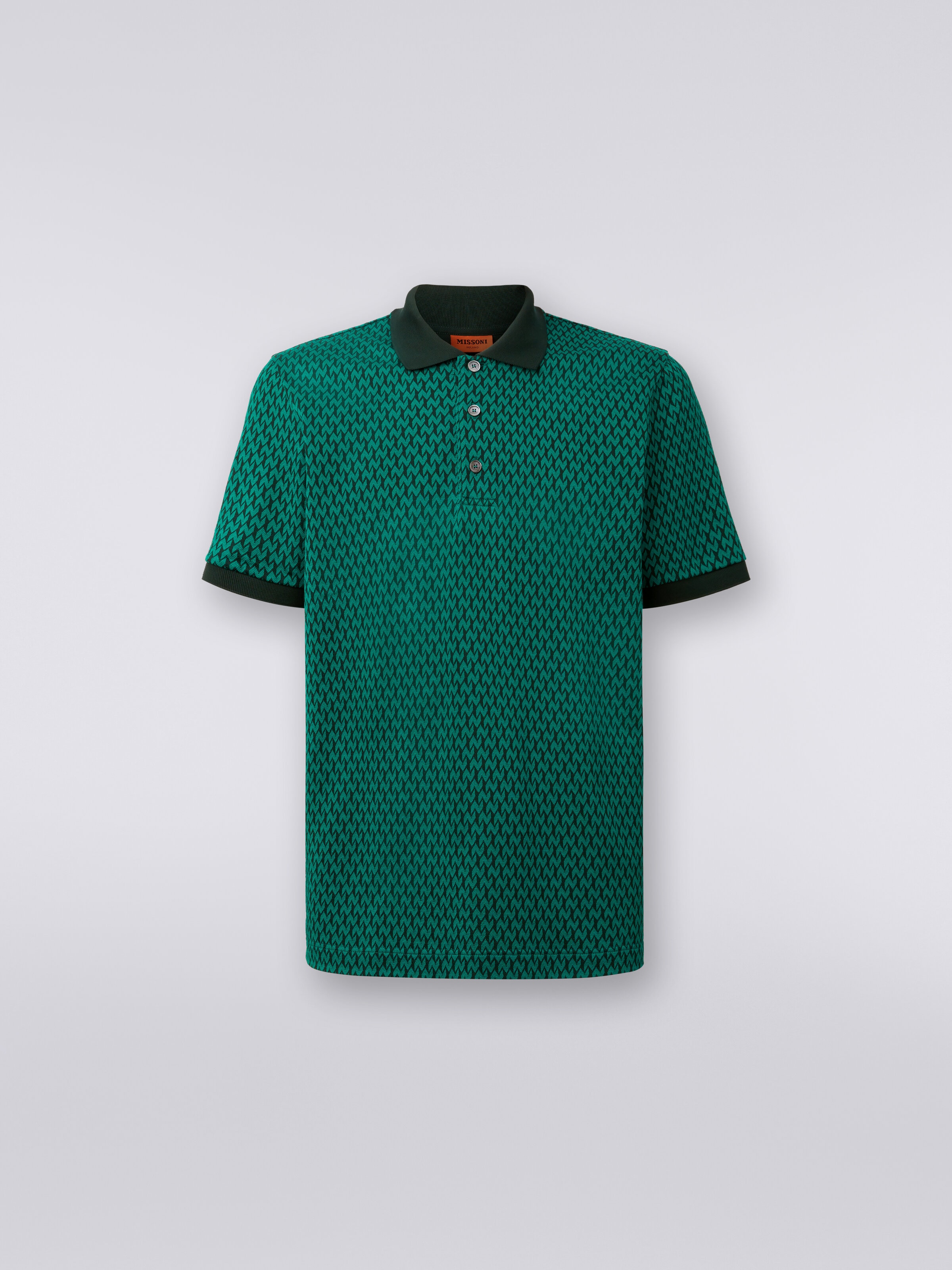 Polo a maniche corte in cotone , Verde - 0