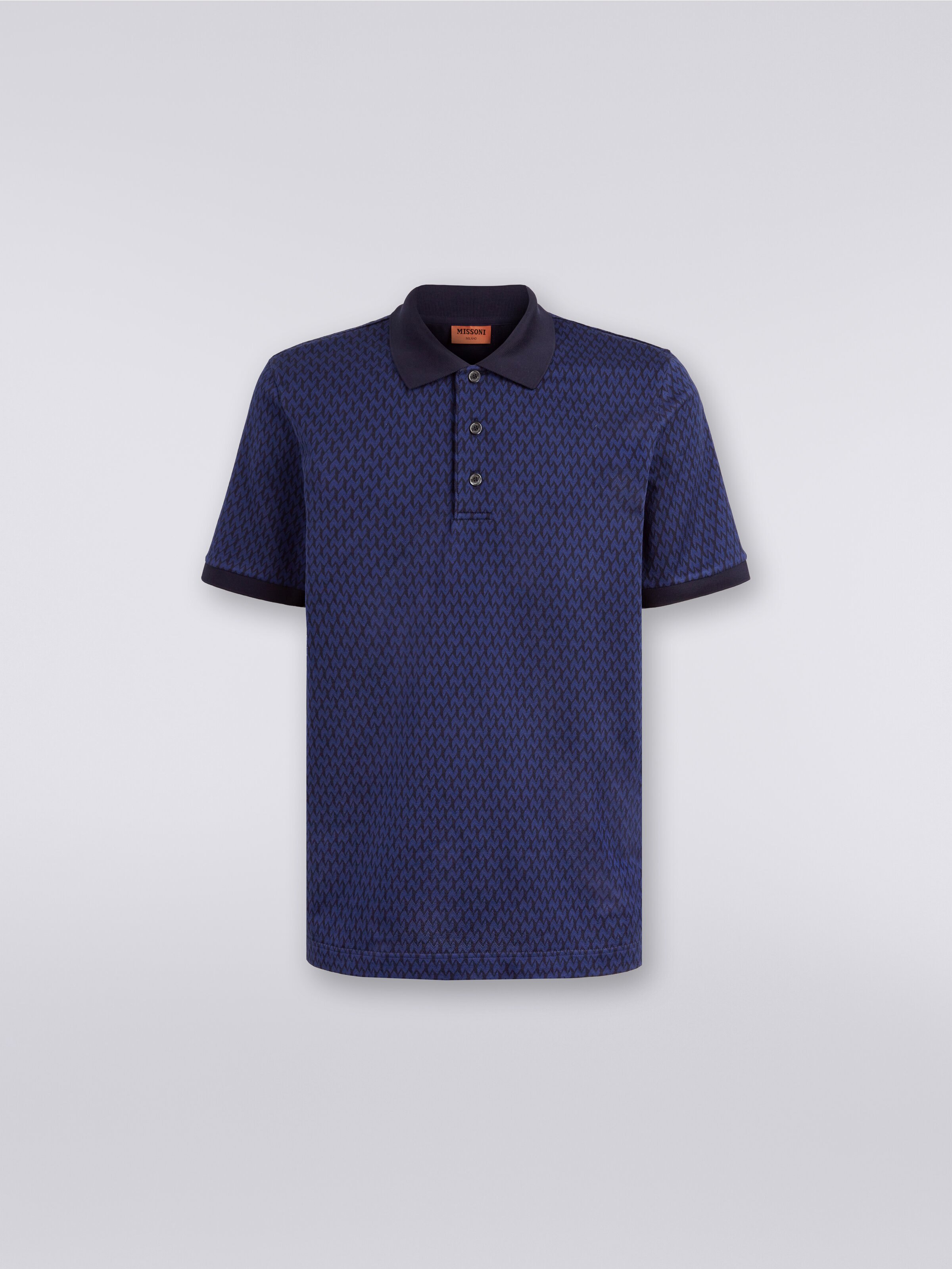 Polo a maniche corte in cotone , Blu - 0
