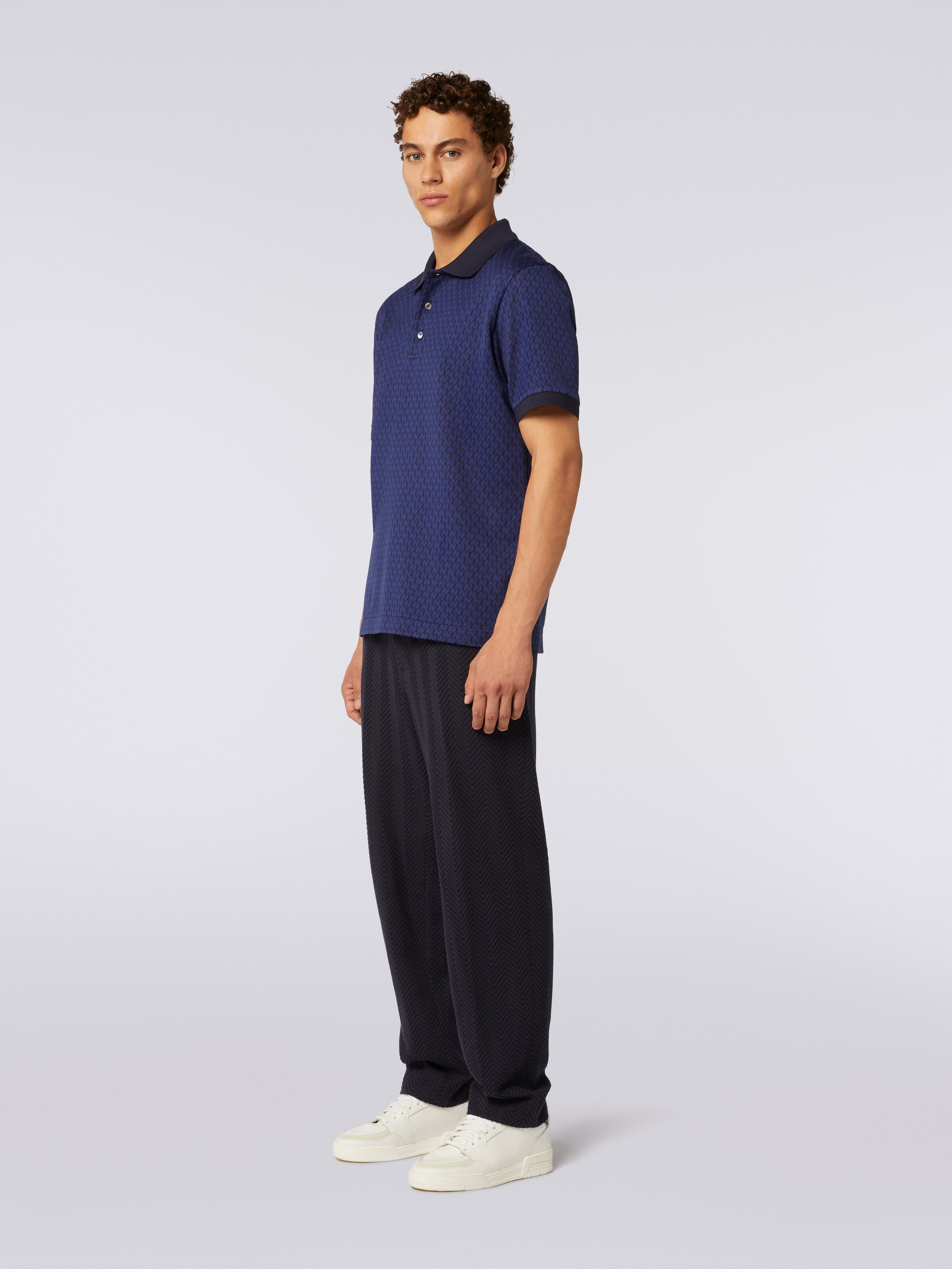 Polo a maniche corte in cotone , Blu - 2
