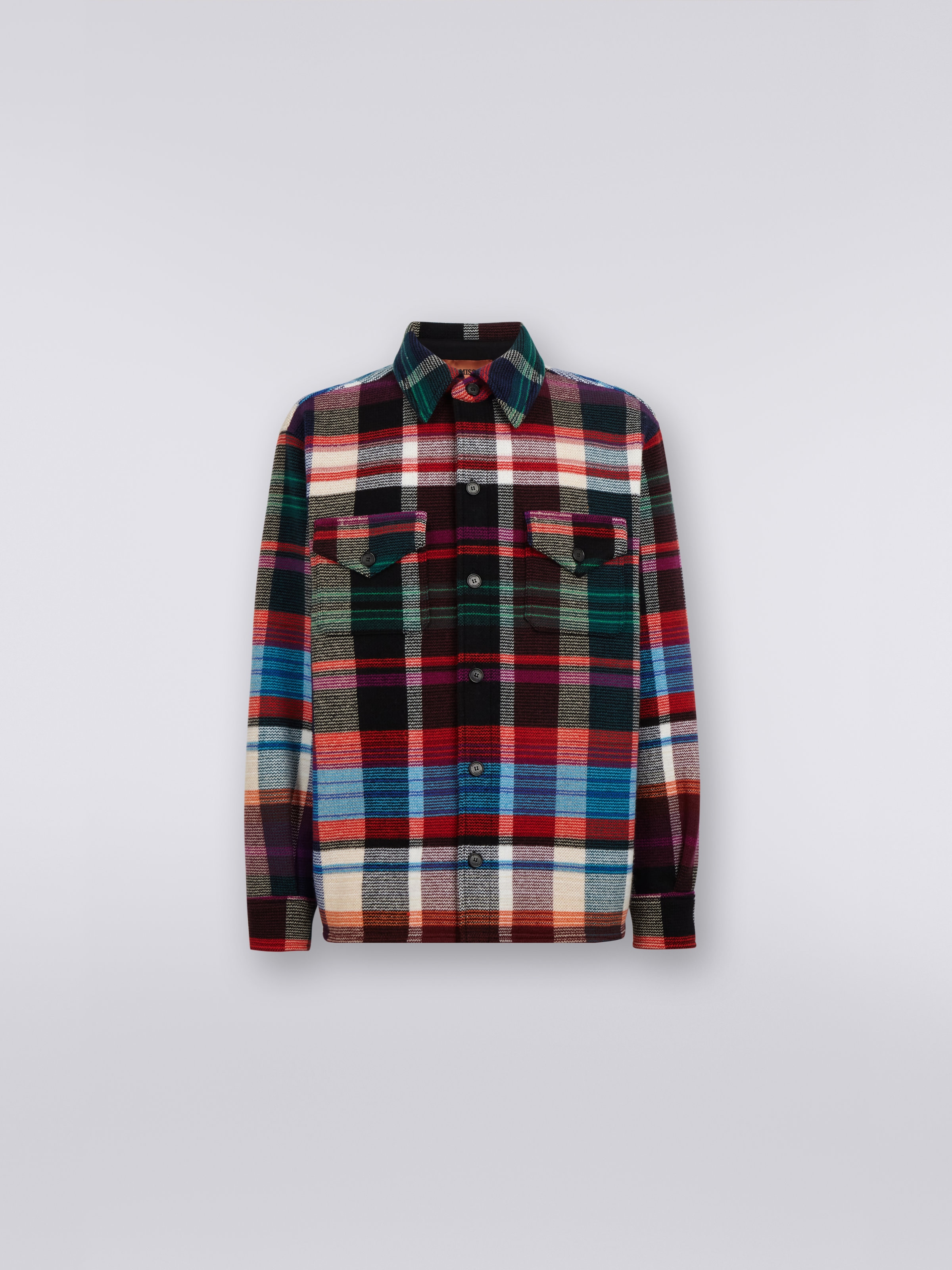 Wool and cotton overshirt, Multicoloured  - 0